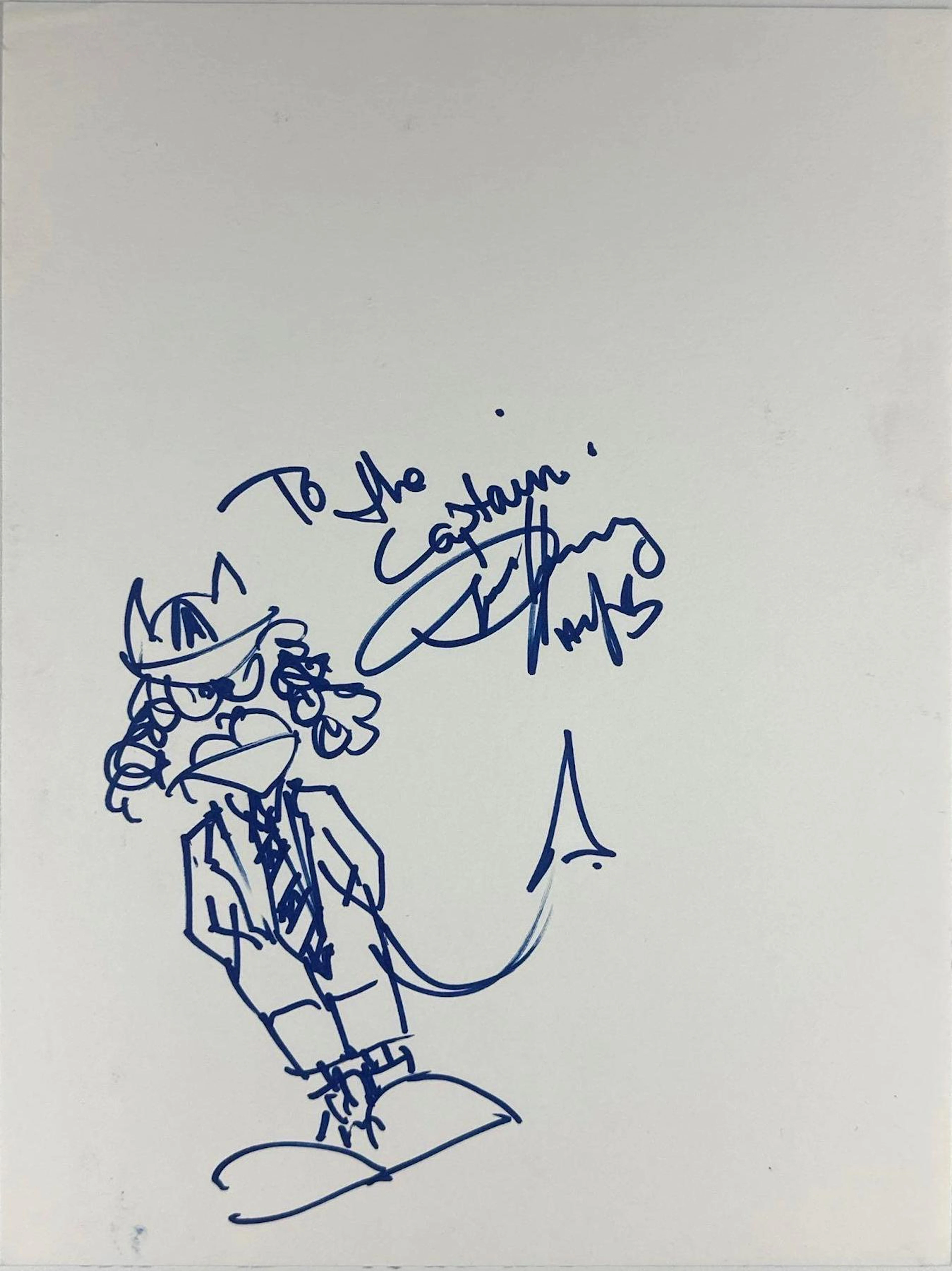AC/DC: Angus Young Hand-Drawn & Signed 12" x 9" Sketch (JSA Authentication)