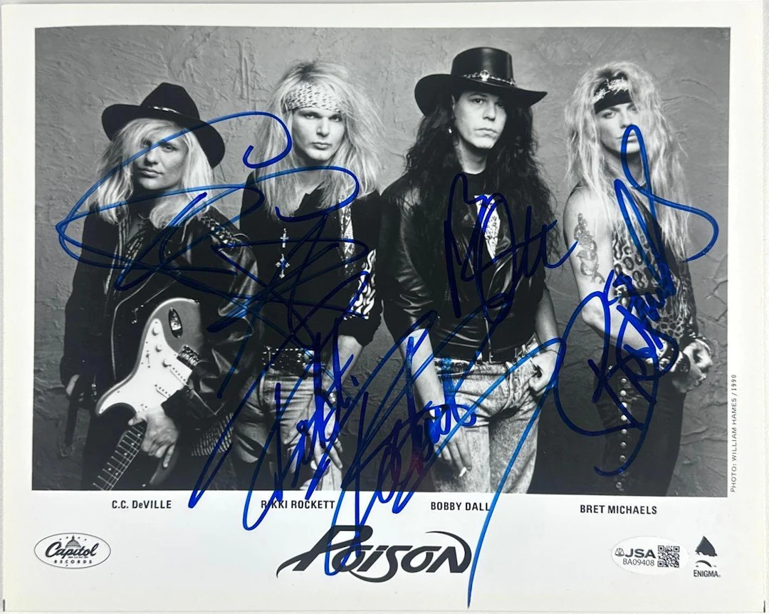 Poison Fully Group Signed 8" x 10" Promo Photo (4 Sigs) (JSA Authentication)