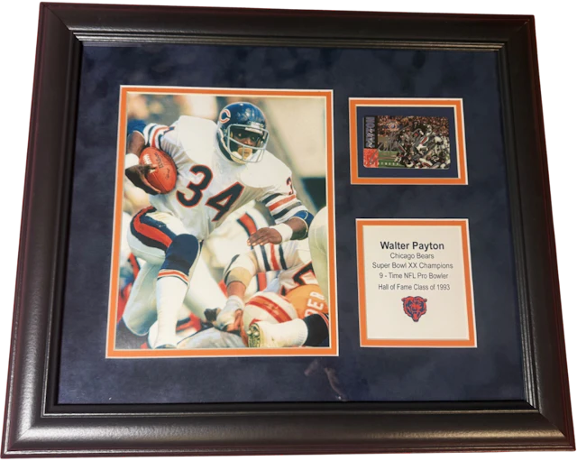 Walter Payton Chicago Bears Signed Calling Card 17" x 20" Framed Display