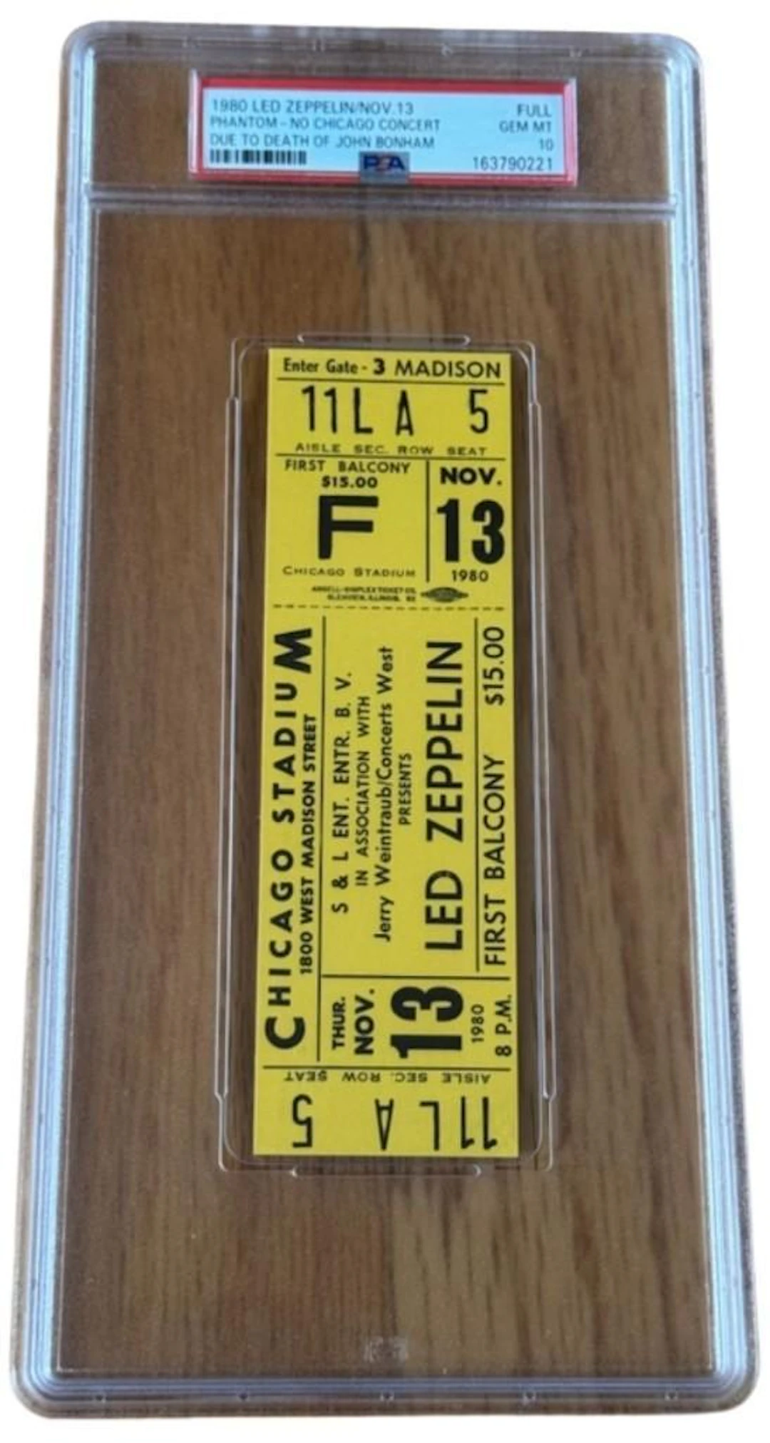 Led Zeppelin 'Phantom' Ticket for "The 1980s, Part One" US Tour w/