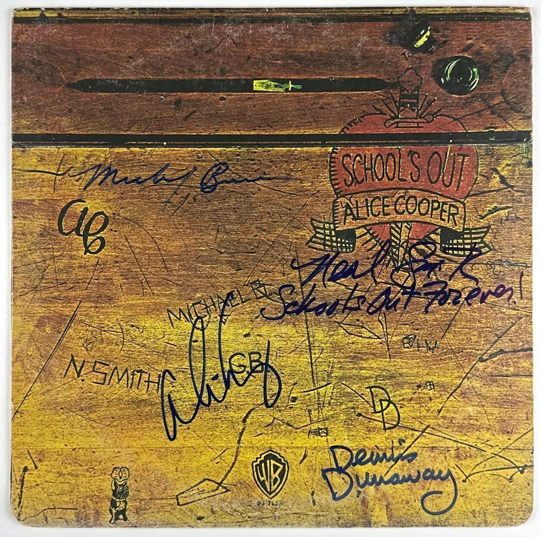 Alice Cooper Band Group Signed "School's Out" Album (4 Sigs) (Third