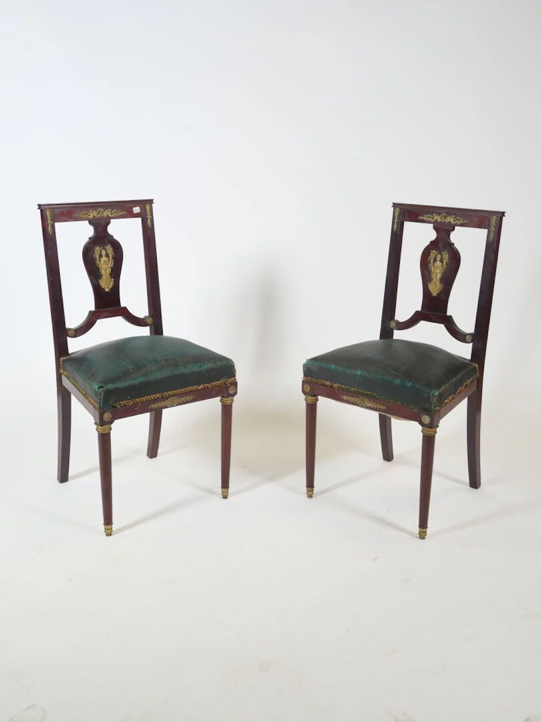 Pair of mahogany CHAIRS, with a rectangular, openwork backre - Lot 363