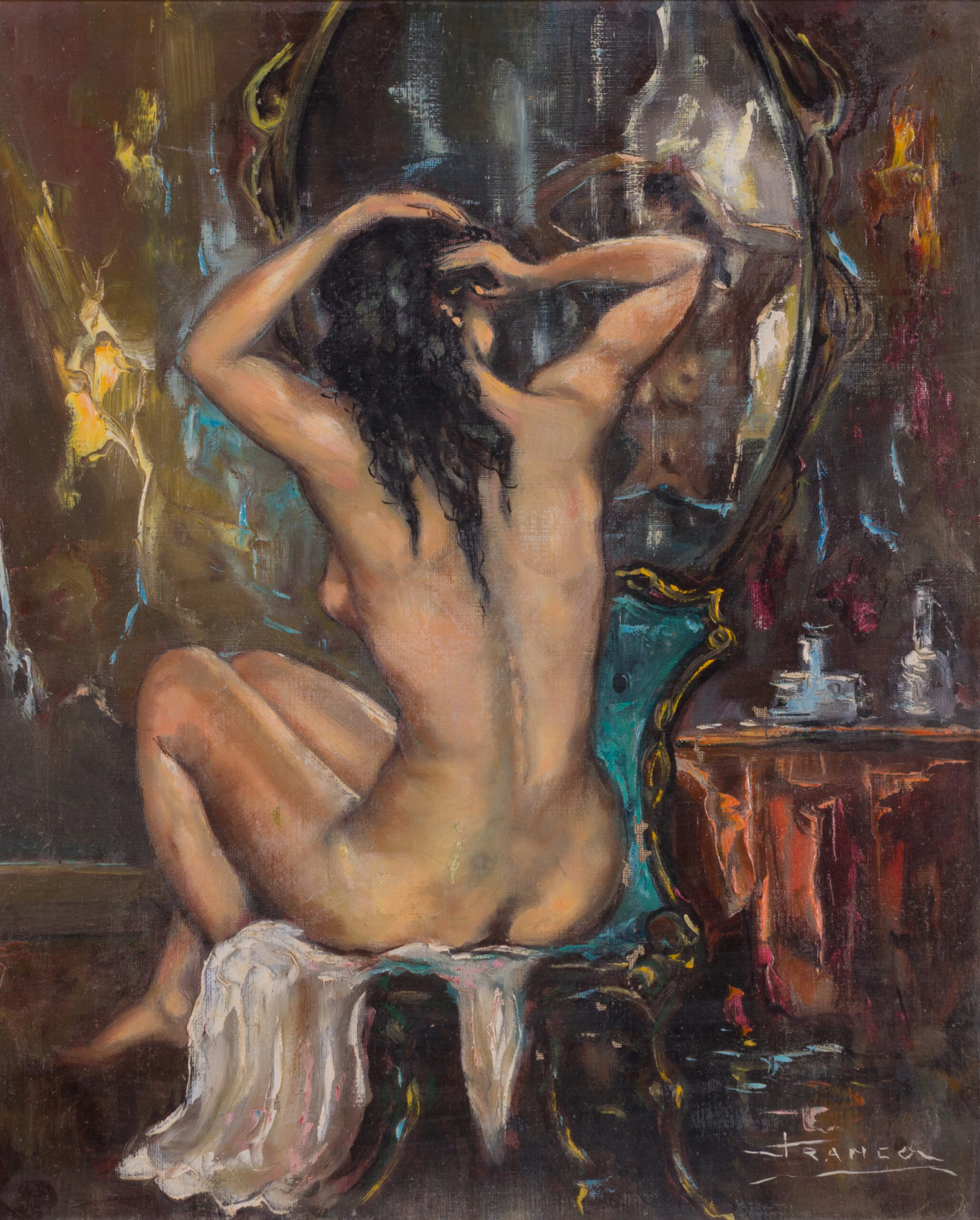 Henrique Franco (1883-1961) - Nude before the Mirror, c. 1940's