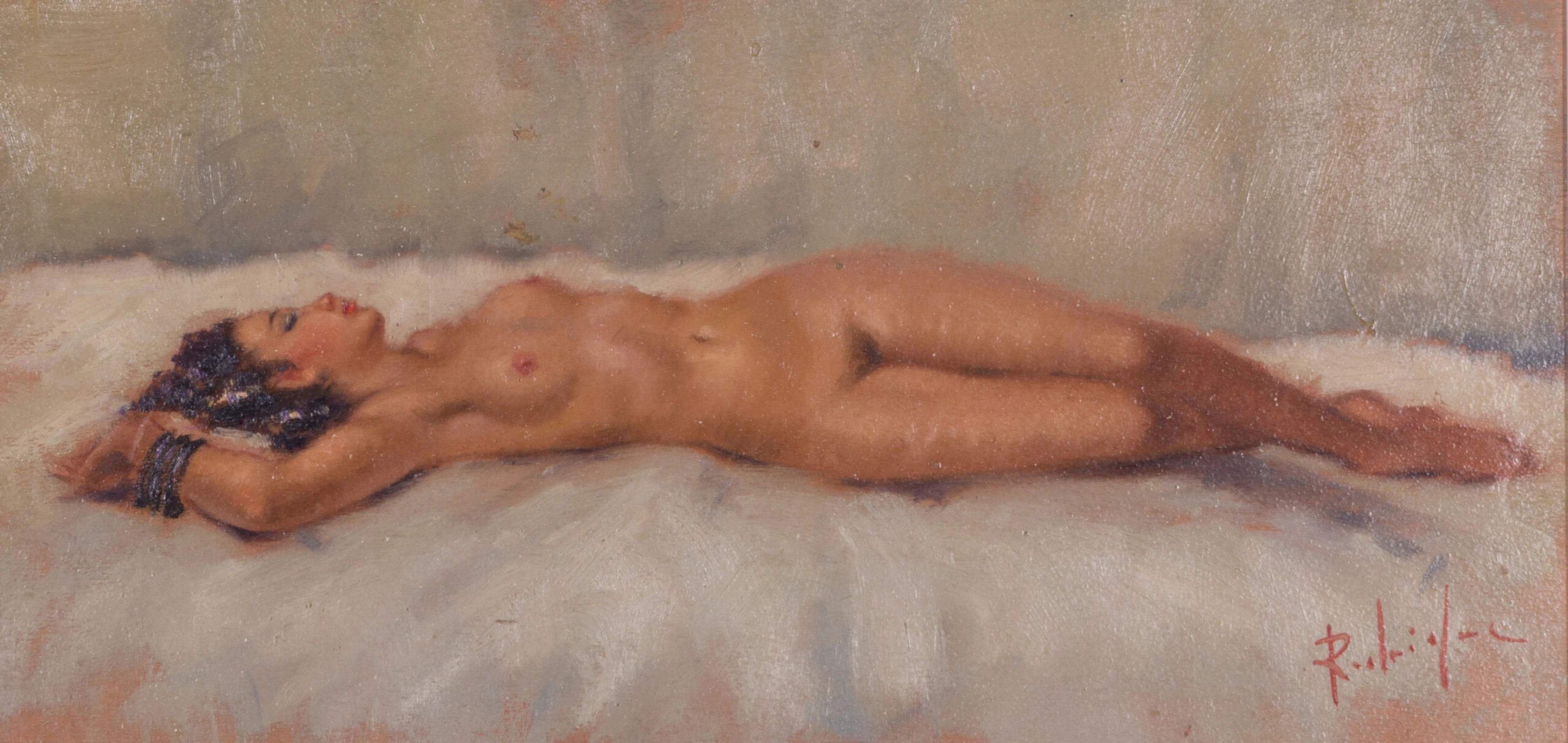 Salvatore Rodriguez (b. 1957) - Nu sur le lit blanc (Nude on the White