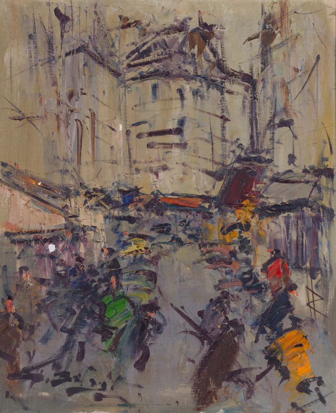 Georges Berger (1908-1976) - Street Market in Montmartre, c. 1950's
