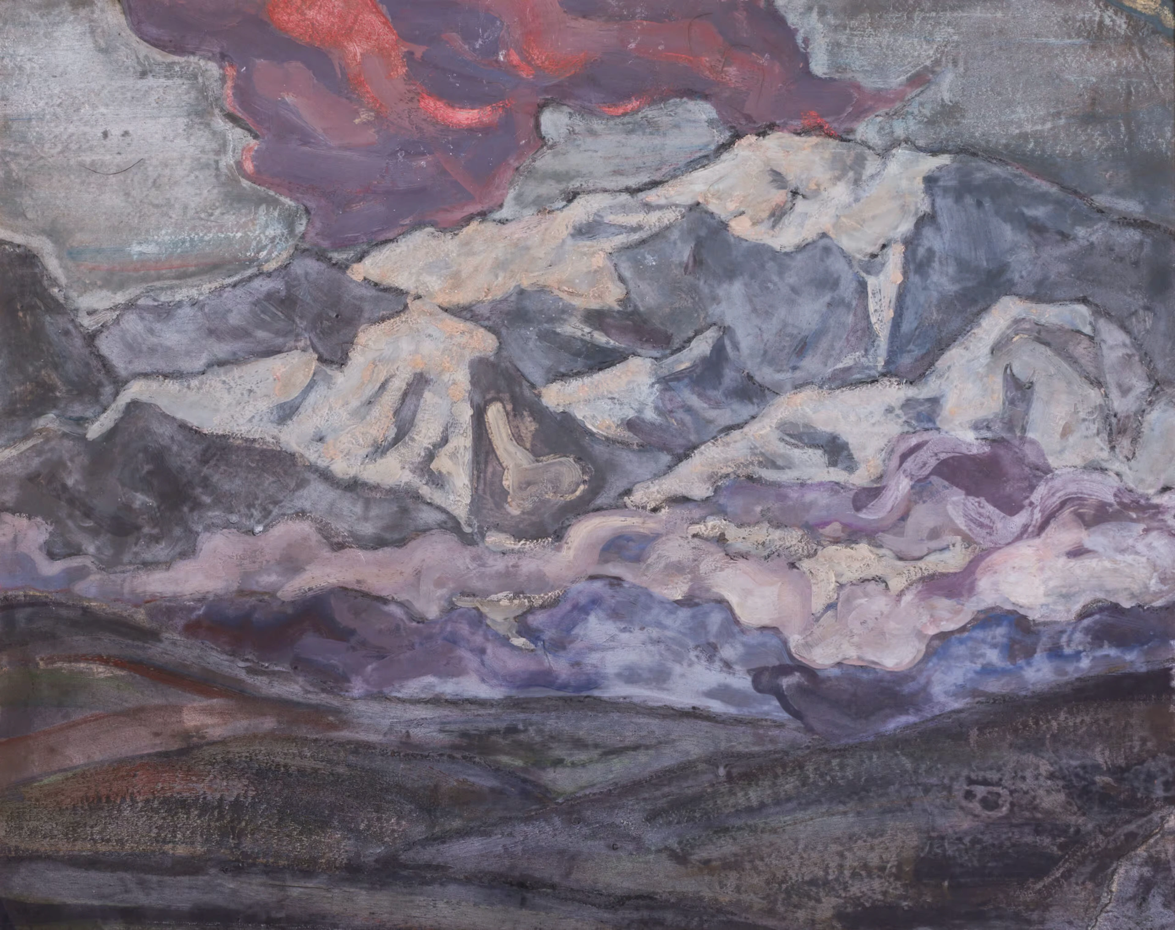 Nicholas Roerich (1874-1947) - Himalayan Peaks with Crimson Clouds, c. 1930's