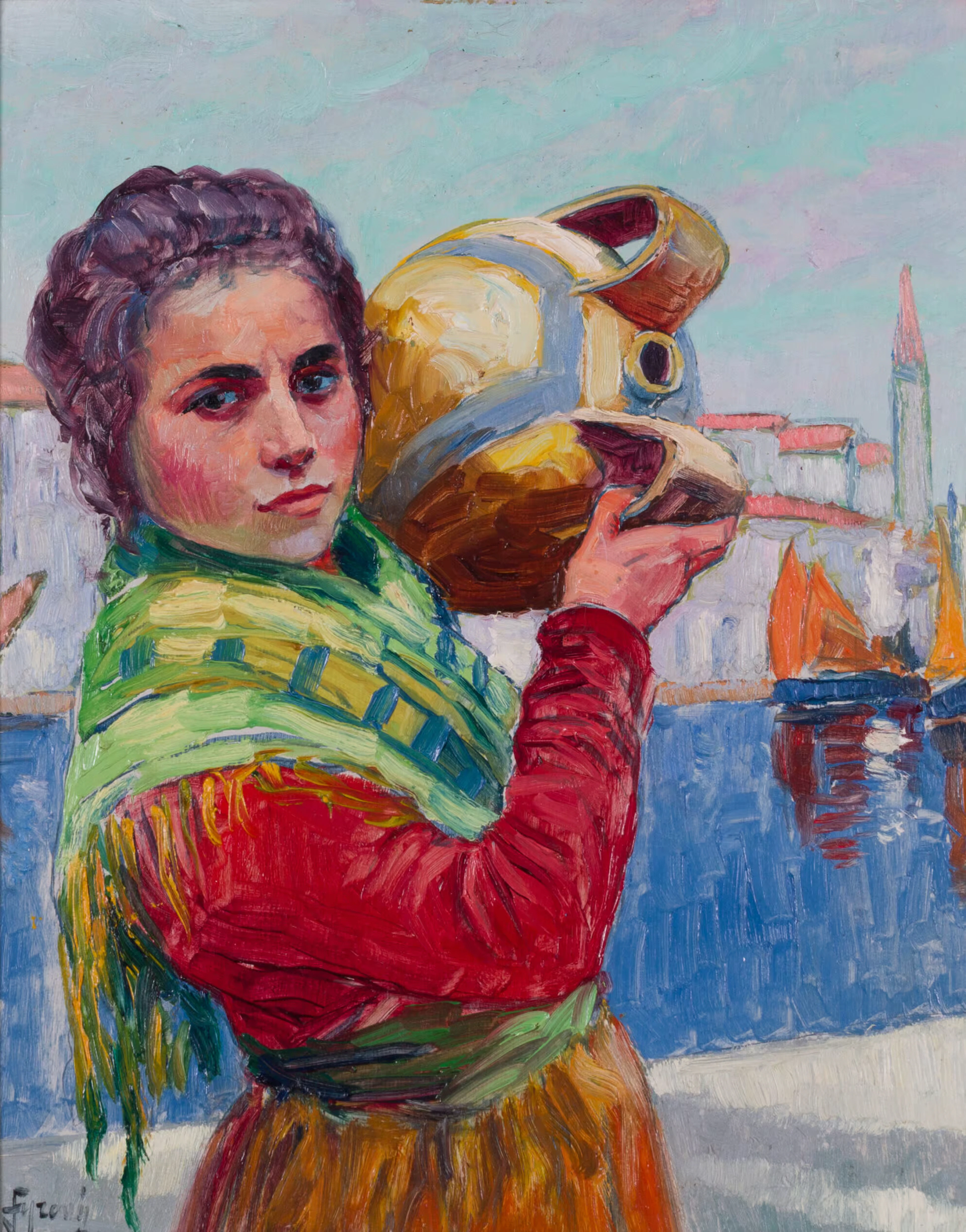 Josef Syrový (1879-1956) - Venetian Girl with a Water Jug, c. 1920's