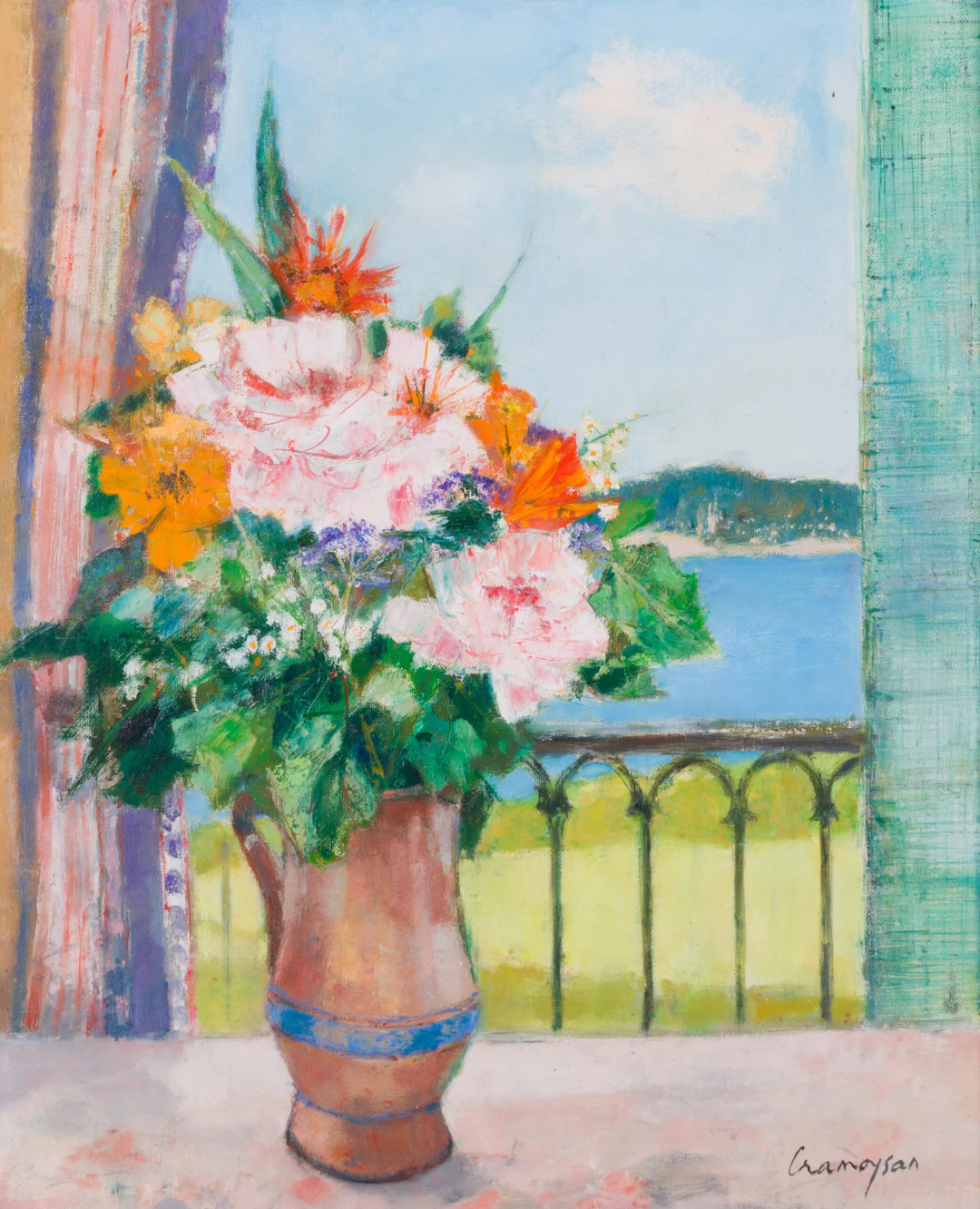 Marcel Cramoysan (1915-2007) - Le Balcon fleuri (Flowers on the Balcony)