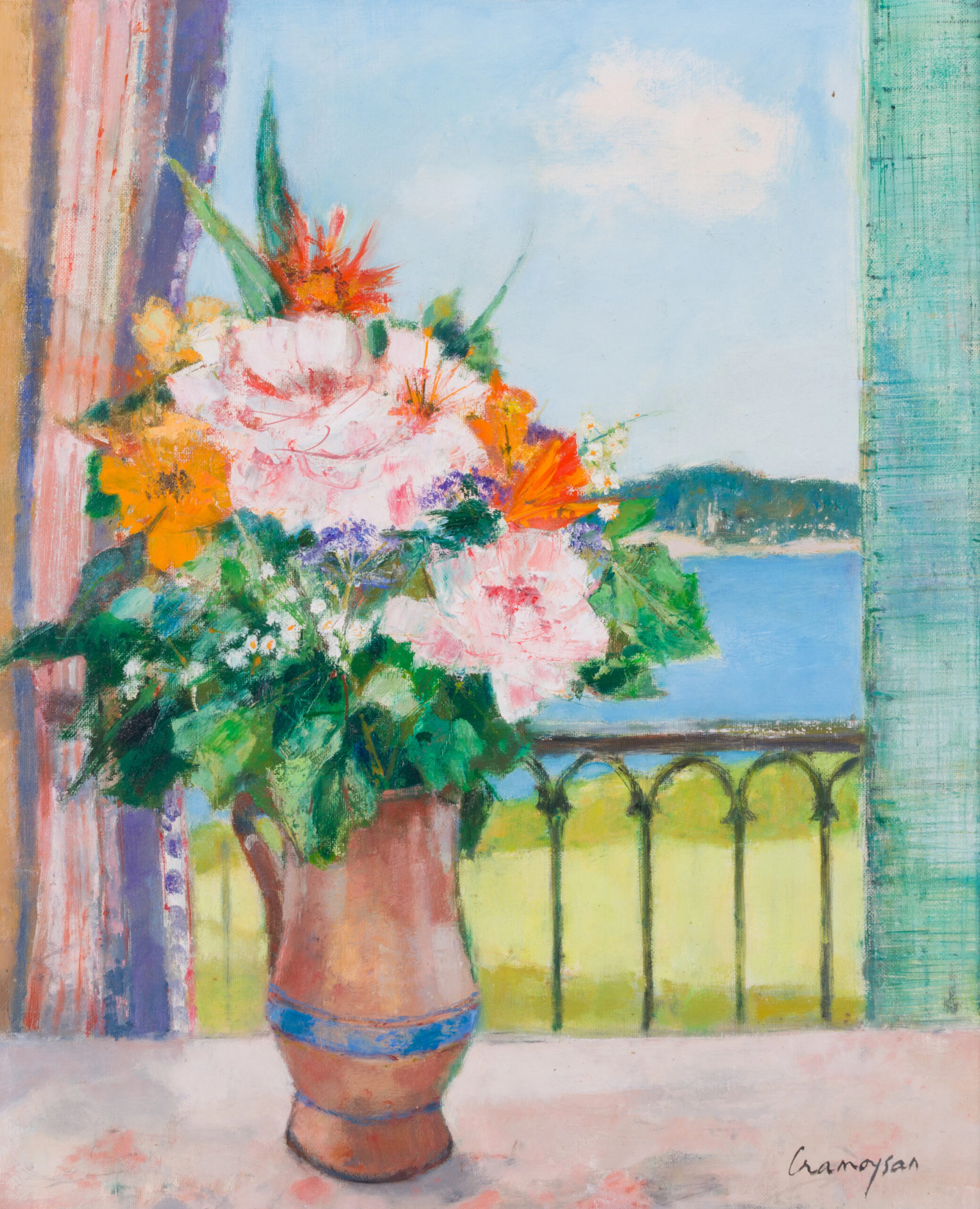 Marcel Cramoysan (1915-2007) - Le Balcon fleuri (Flowers on the Balcony)