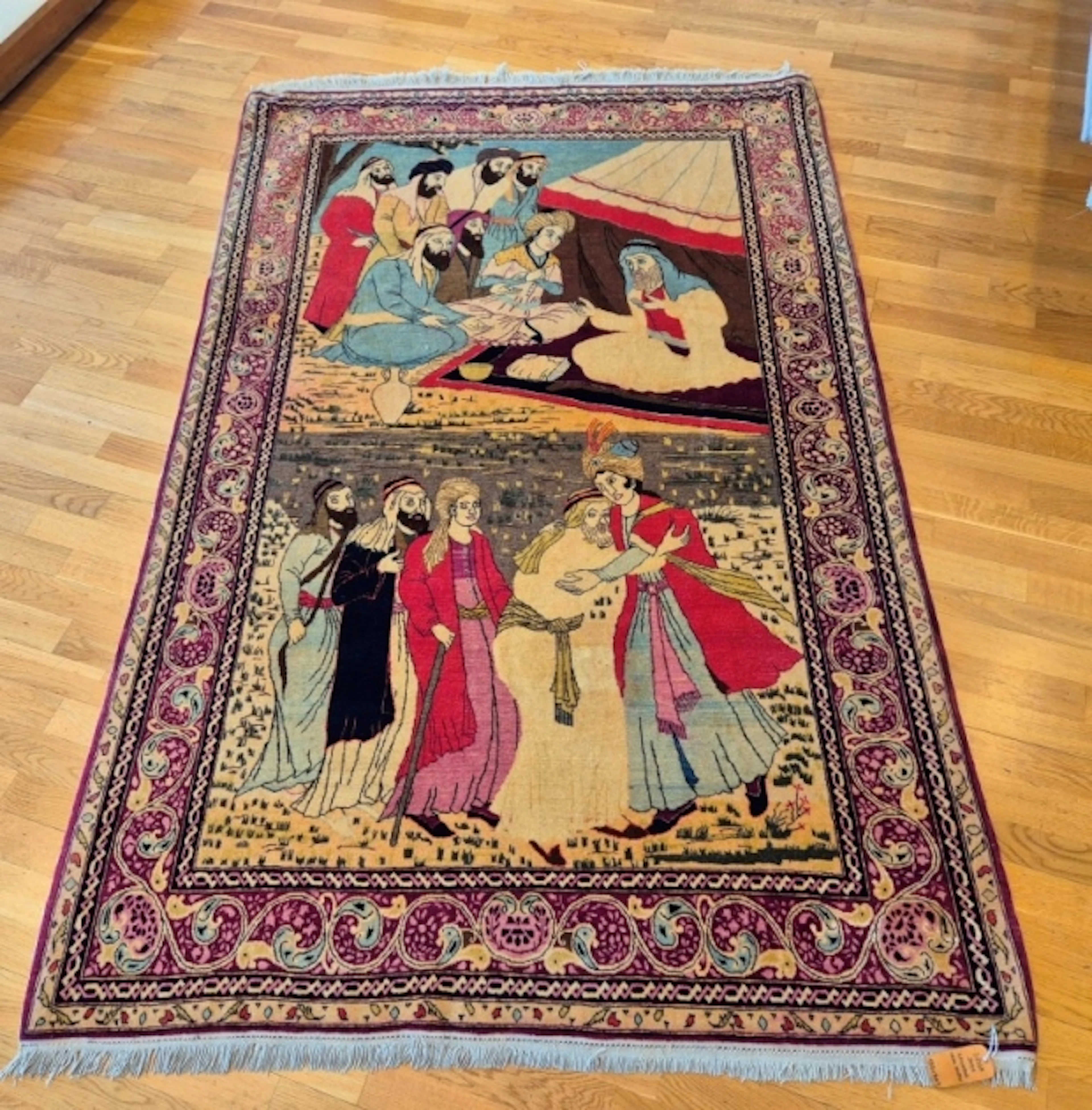 HANDKNUTEN MATTA 133X207CM KASHAN IRAN SEMI-ANTIK