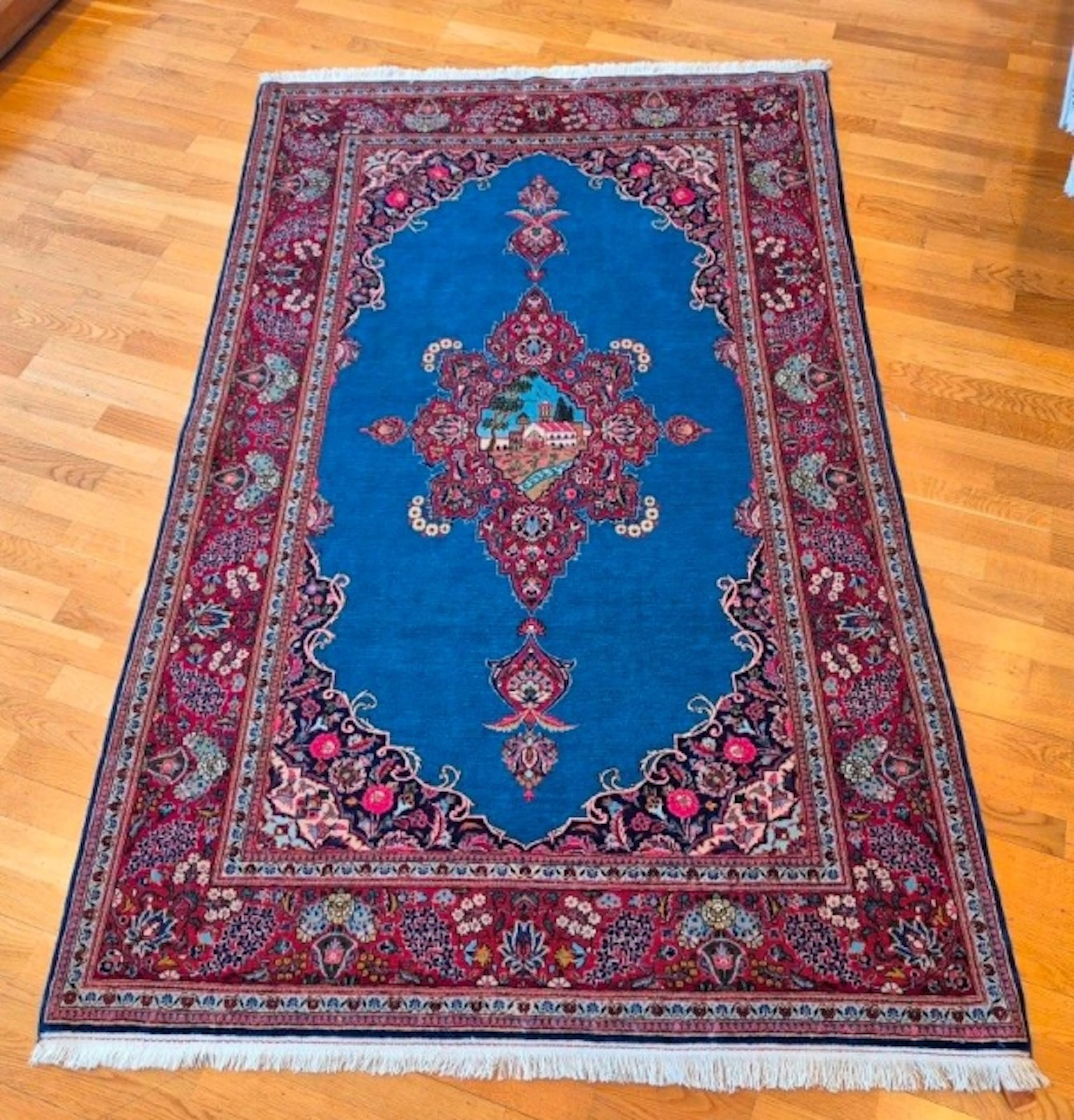 HANDKNUTEN MATTA 130X203CM KASHAN IRAN SEMI-ANTIK