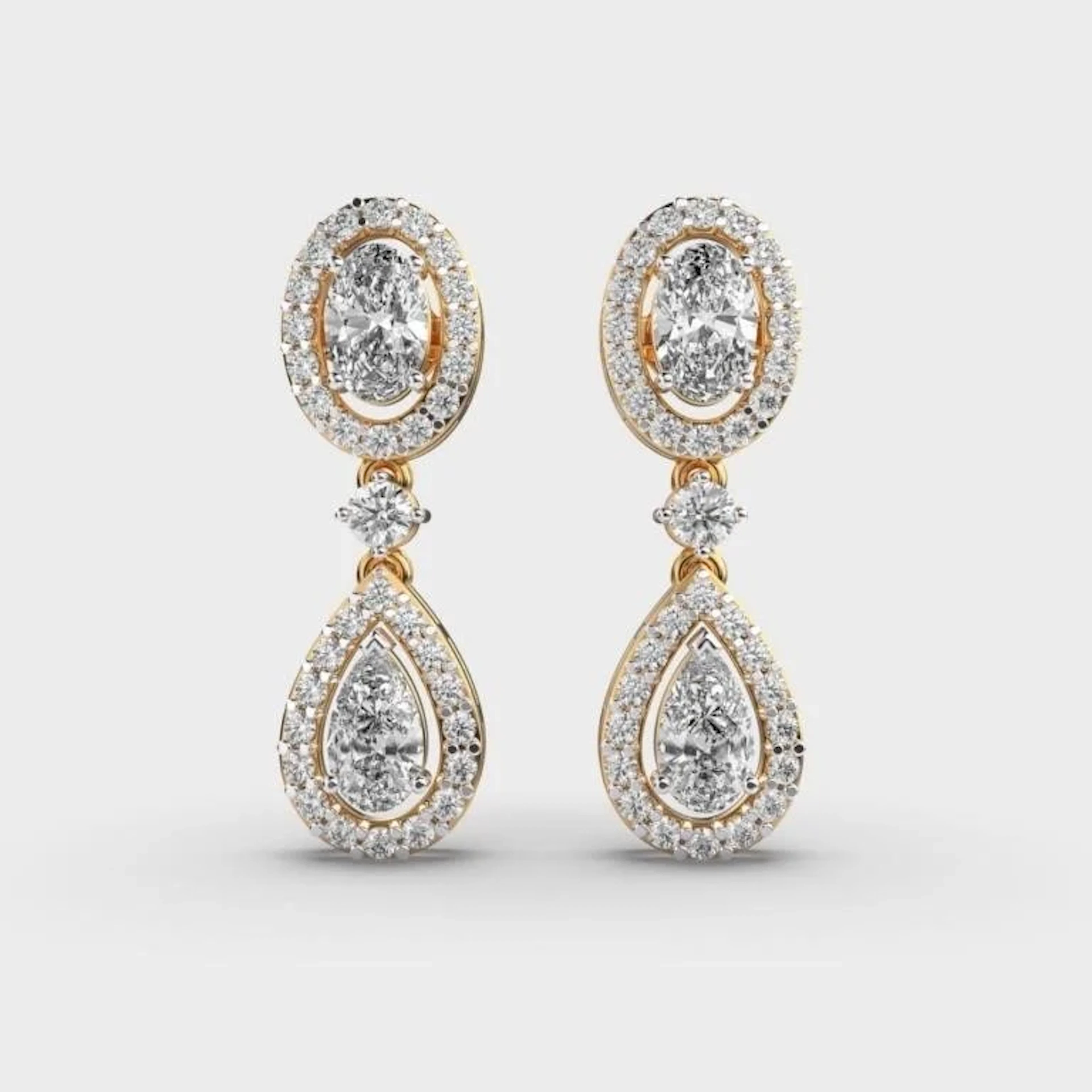 Gold & White Diamonds 10 Cts Drop Earrings