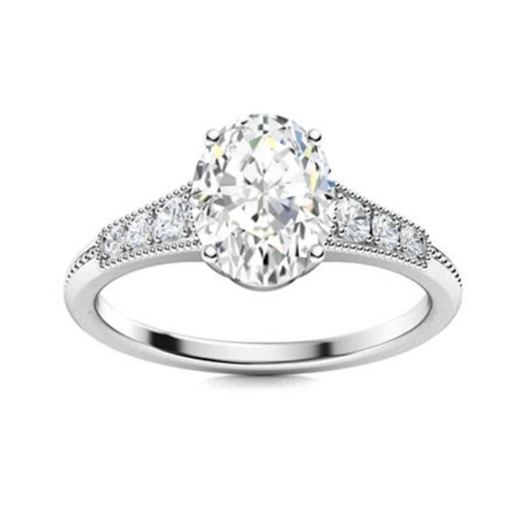 Gold & Brilliant White Diamond 4.50 Cts Ring - E/V