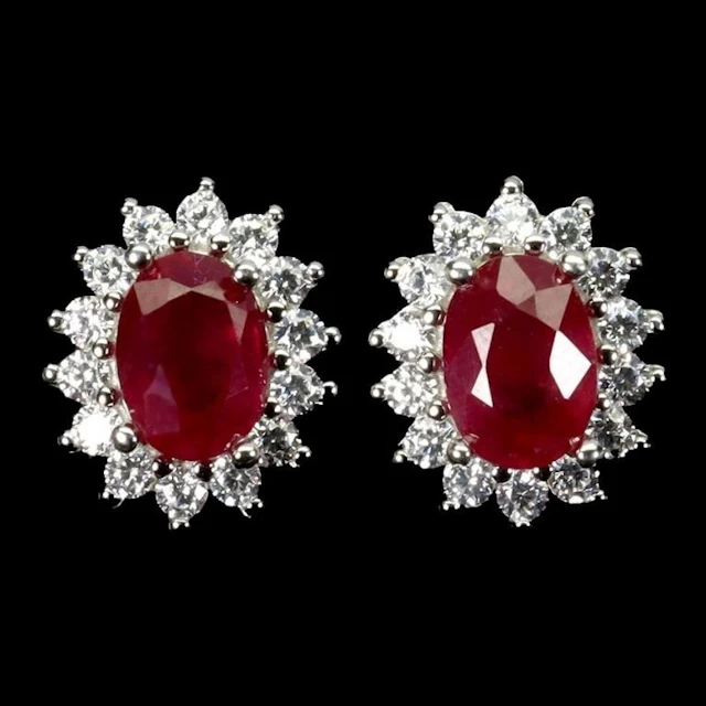 Natural Pigeon Blood Red Ruby Earrings