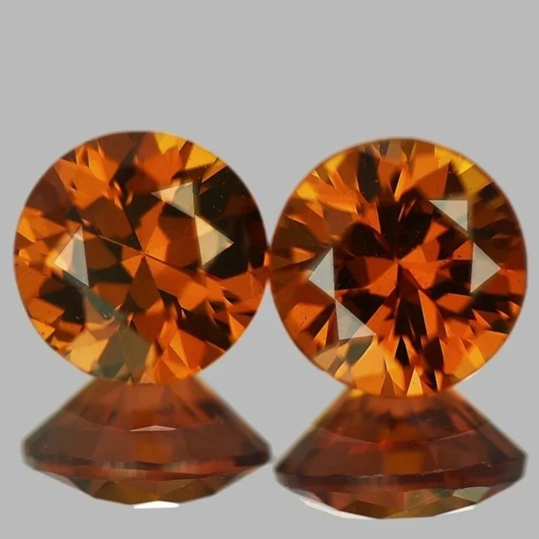 Natural Mandarin Orange Spessartite Garnet Pair{Fl