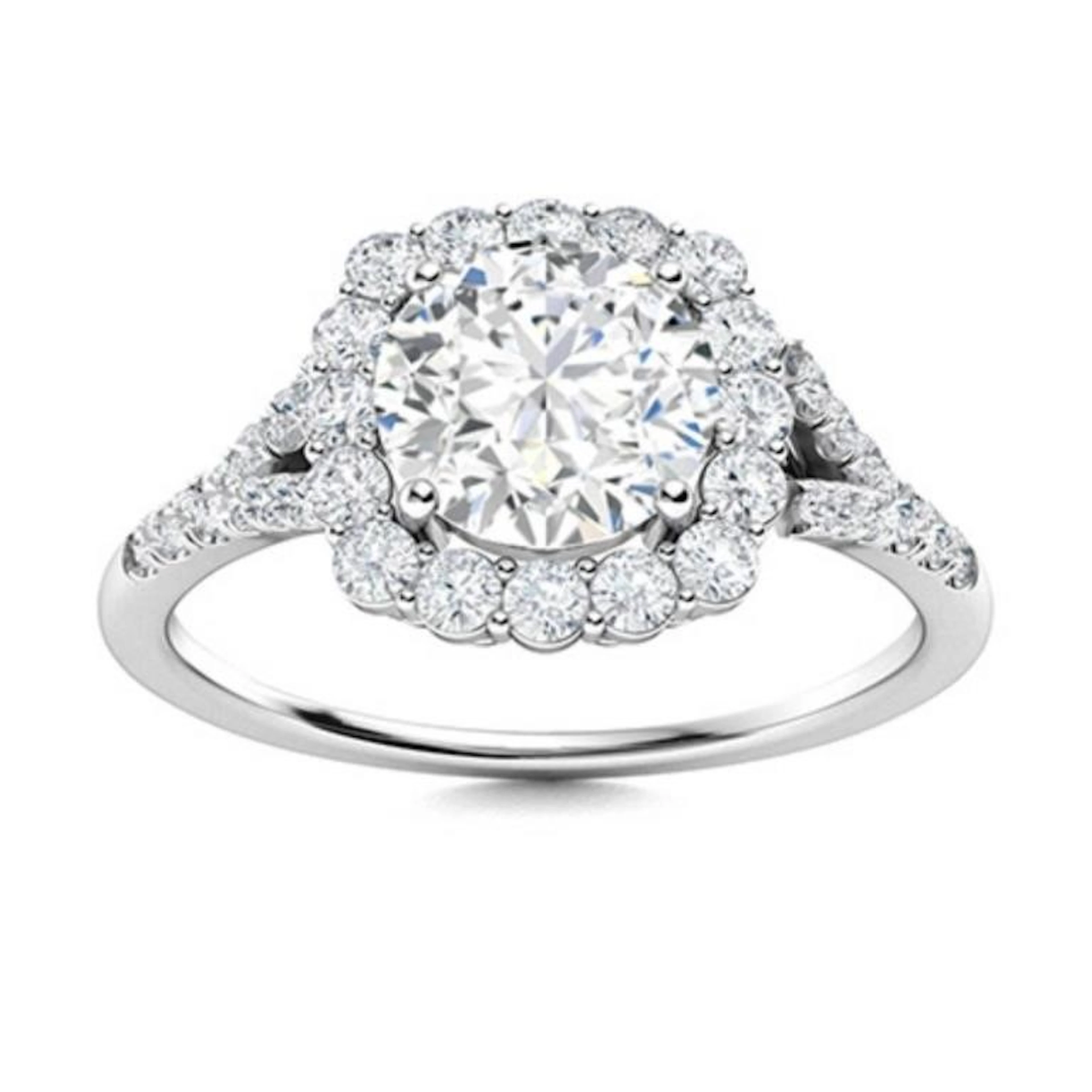 Gold & Brilliant White Diamond 2.50 Cts Ring - E/V
