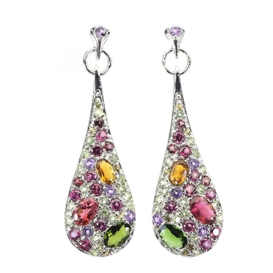 Natural Multi Gemstones Earrings