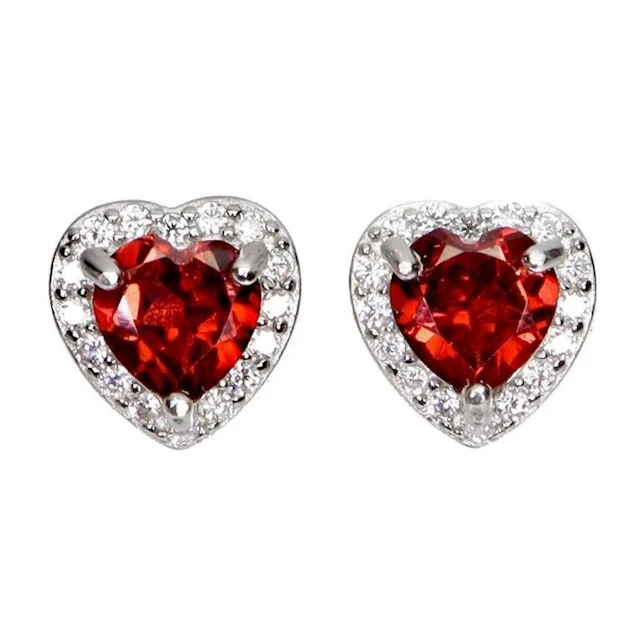Natural Mozambique Garnet Heart Earrings