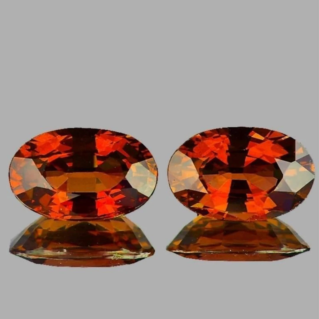 Natural Mandarin Orange Spessartite Garnet Pair{Fl