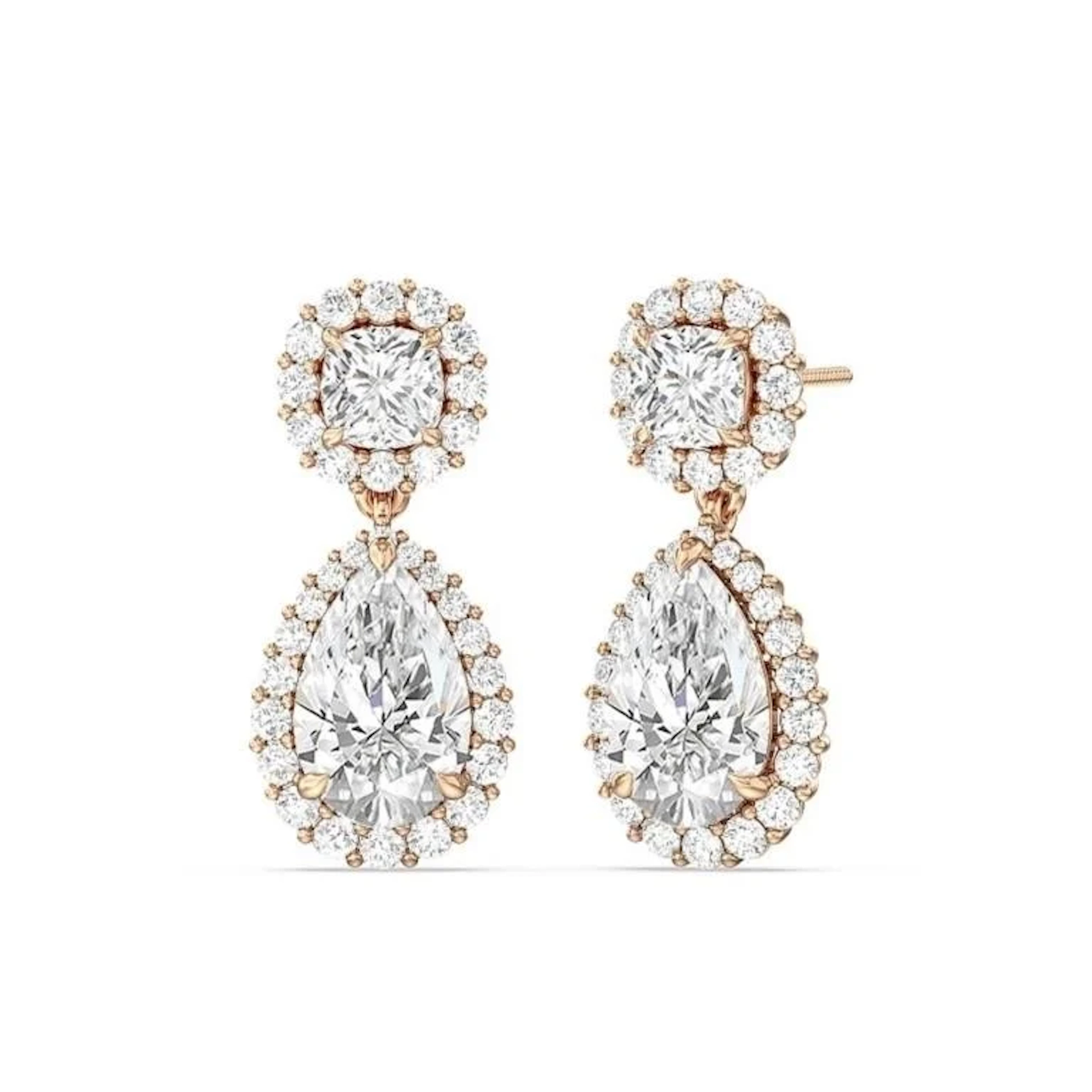 Gold & White Diamond 9.00 Cts Drop Earrings