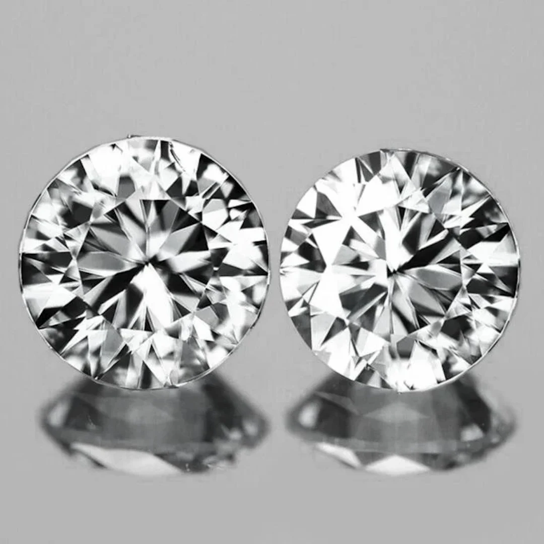 Natural White Zircon Pair {Flawless-VVS1}