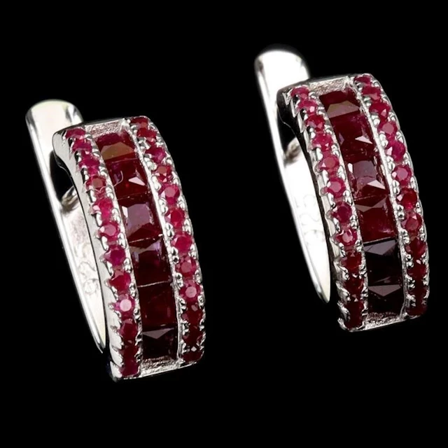 Natural Princess Burma Red Ruby Earrings