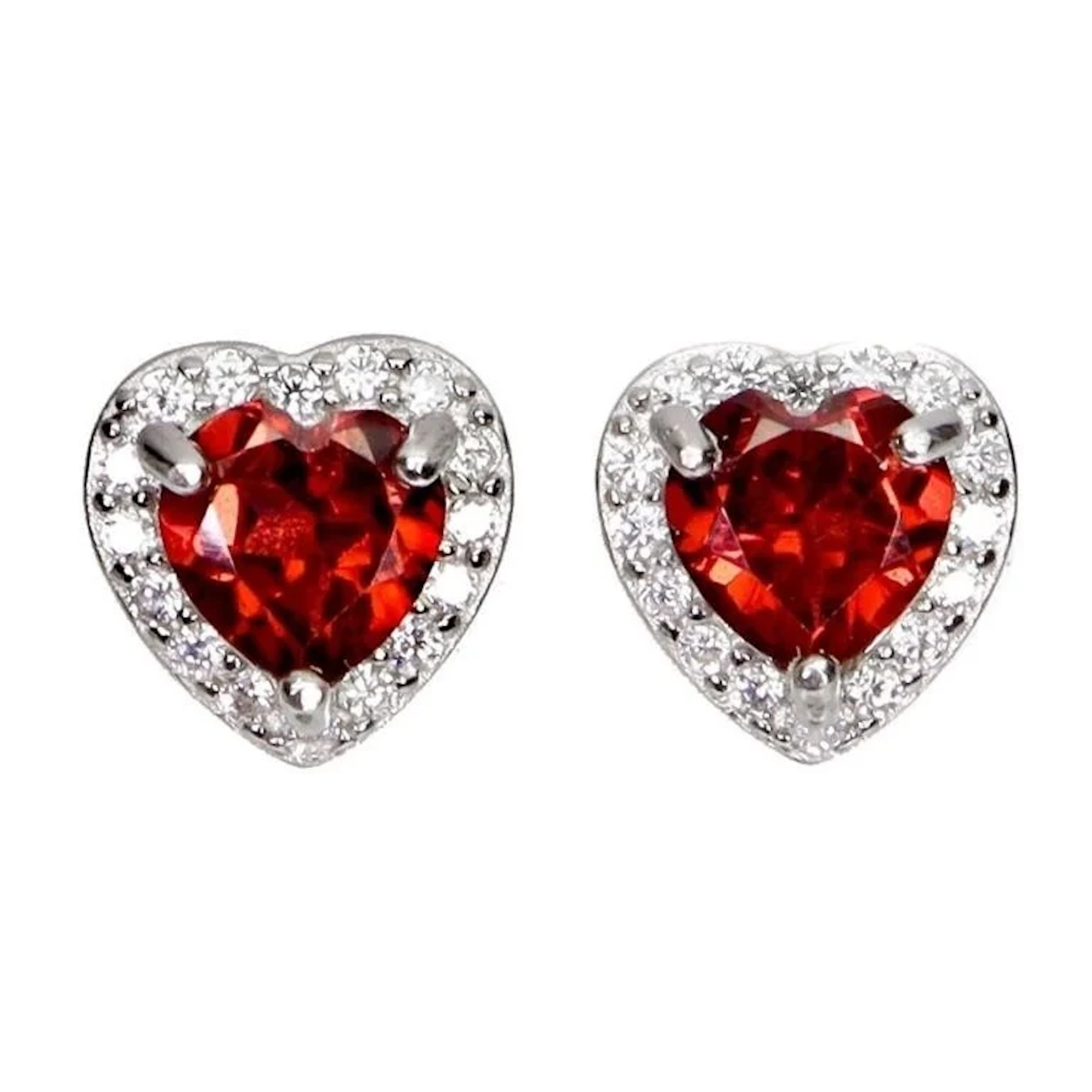 Natural Mozambique Garnet Heart Earrings