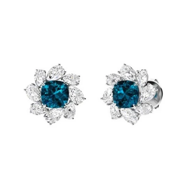 Gold Natural London Topaz Diamonds EarStuds