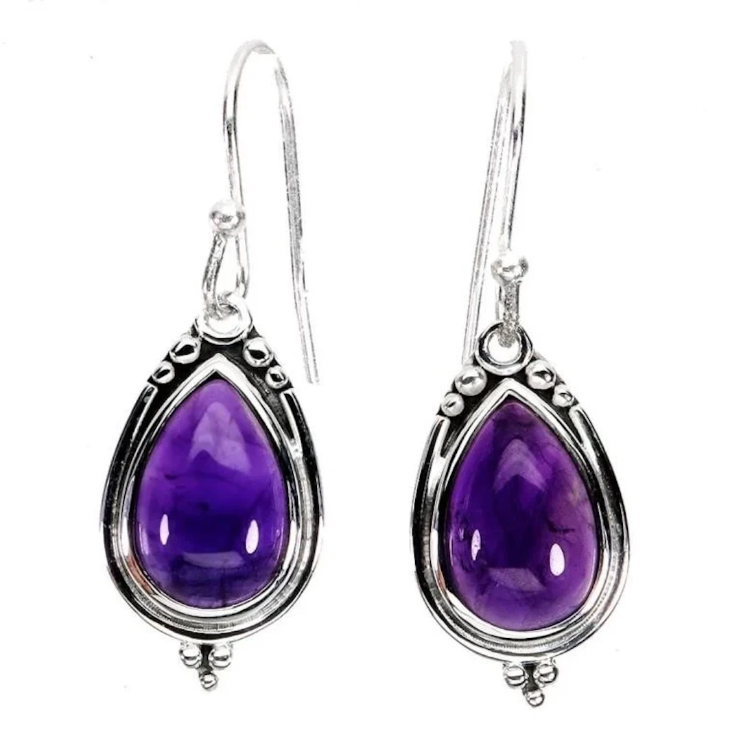 Natural Uruguay Purple Amethyst Earrings