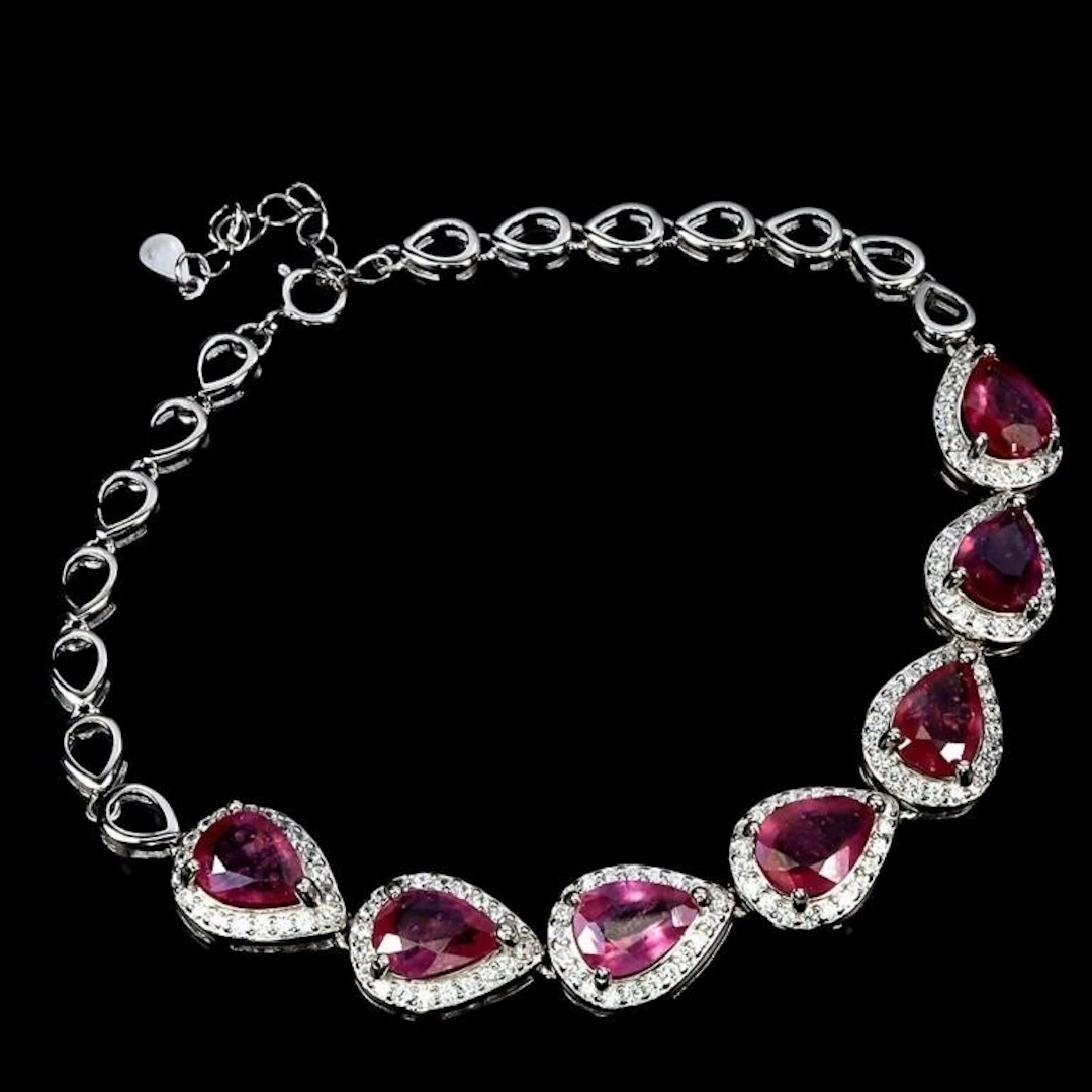Natural Pear Red Ruby Bracelet