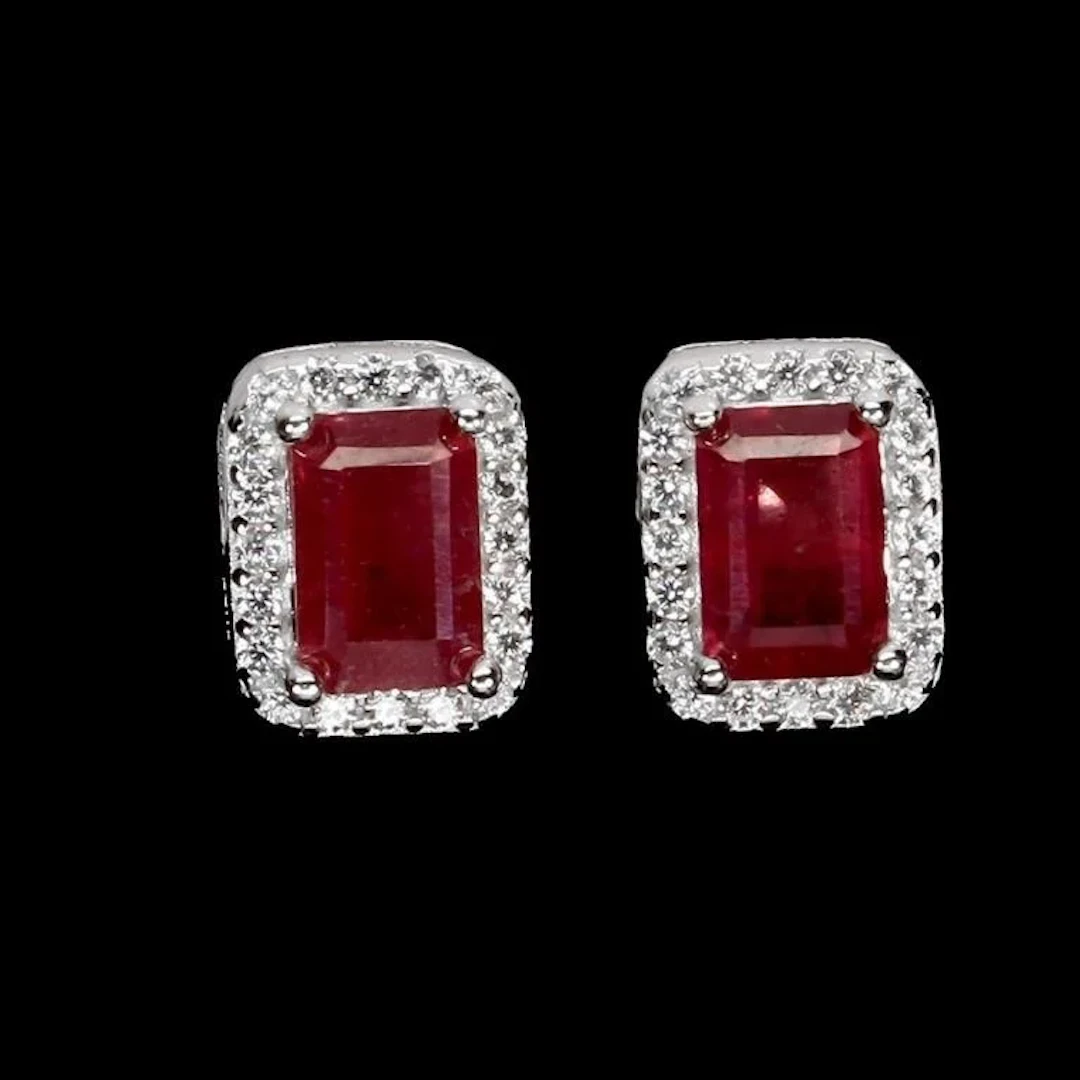 Natural Vivid Red Ruby Earrings