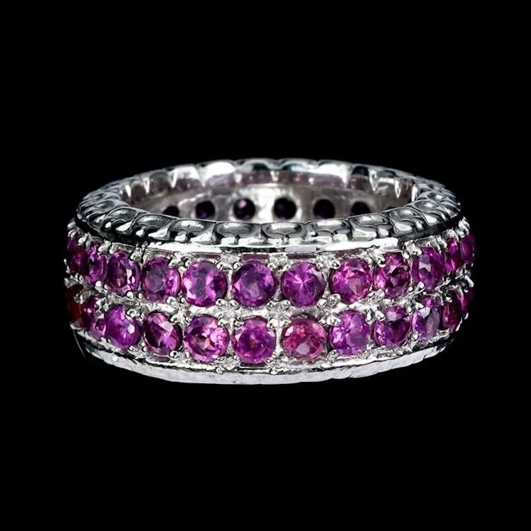 Natural Rhodolite Garnet Eternity Ring