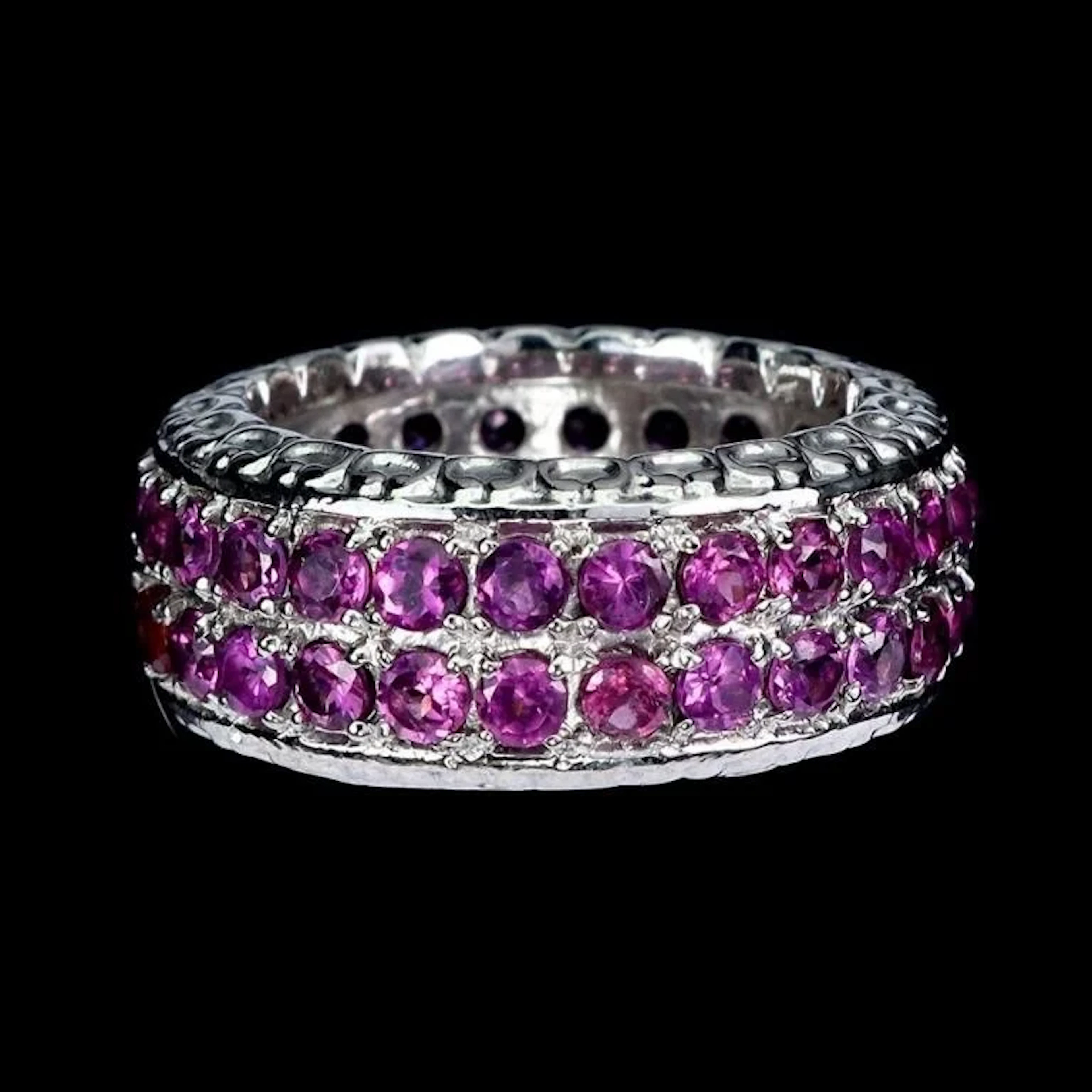 Natural Rhodolite Garnet Eternity Ring