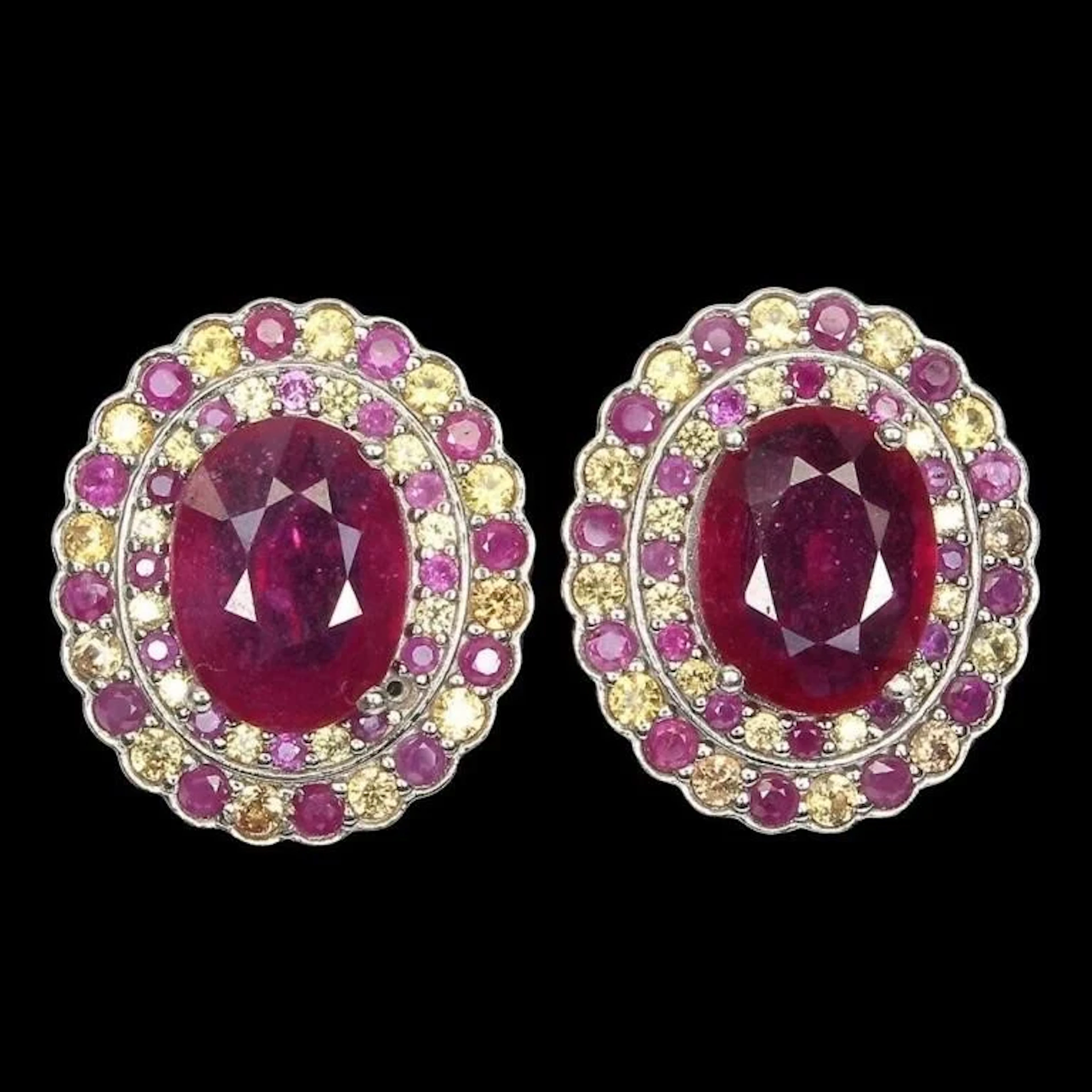 Natural Ruby & Sapphire Earrings
