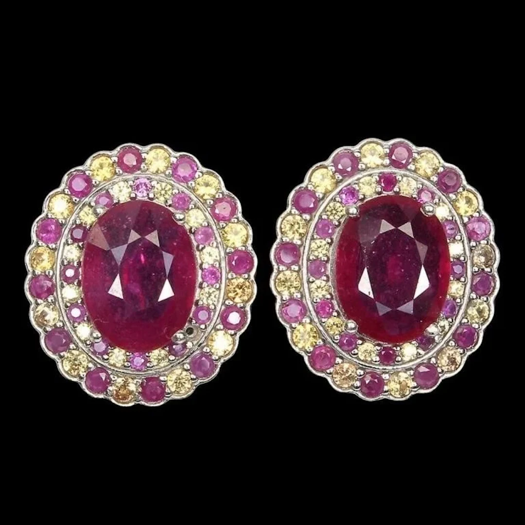 Natural Ruby & Sapphire Earrings