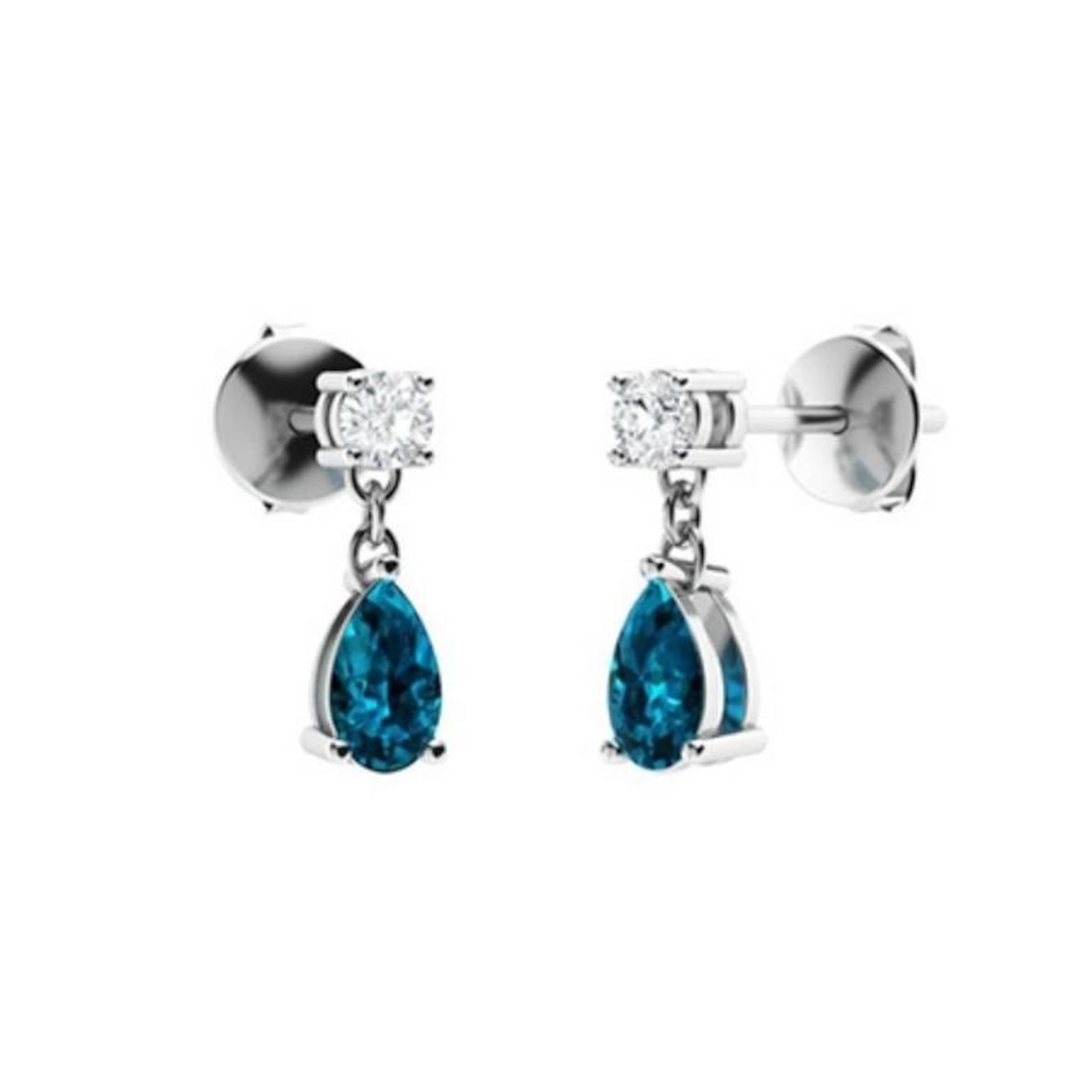 Gold London Topaz Diamonds 2 Cts Drop Earrings