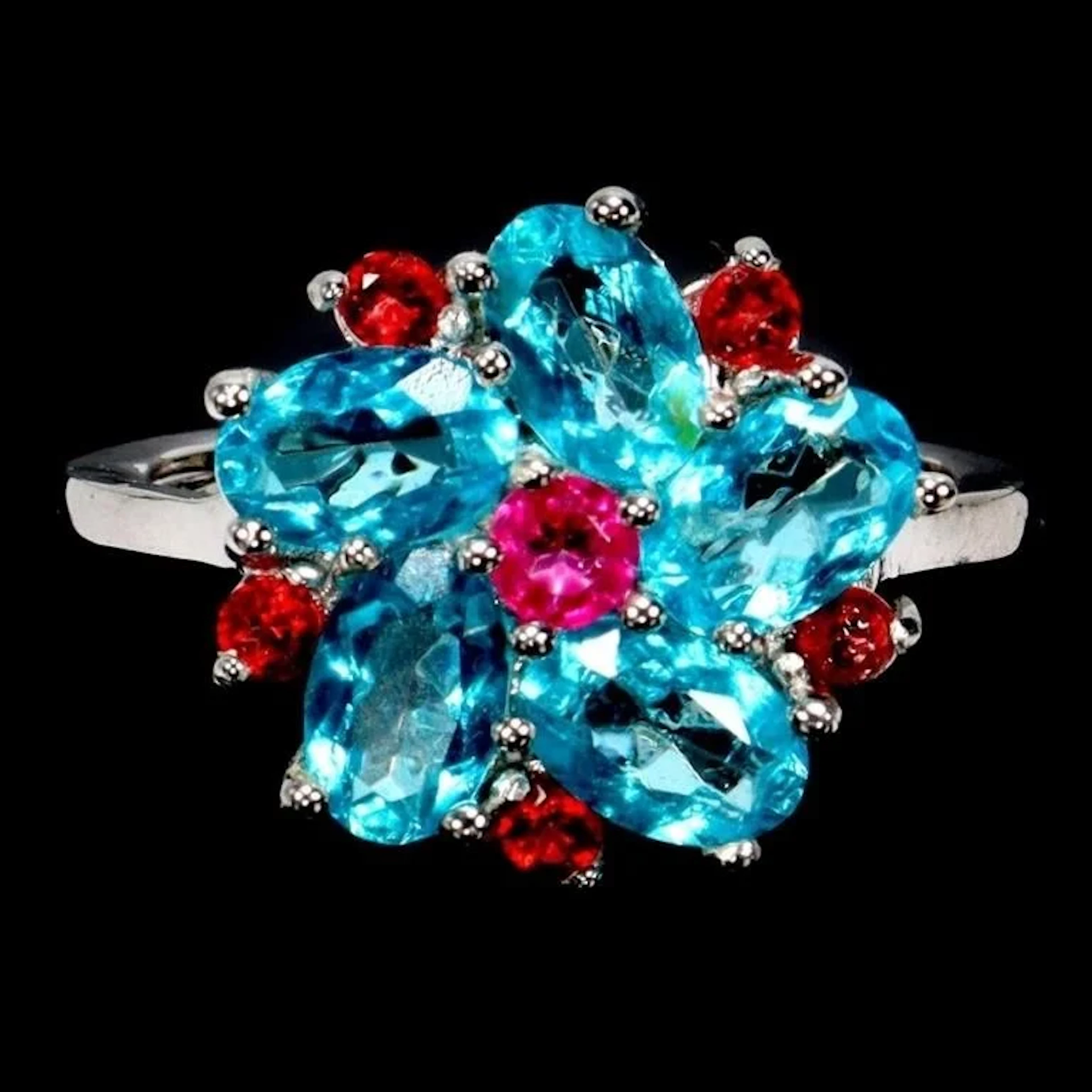 Natural Brazil Paraiba Blue Topaz Ring