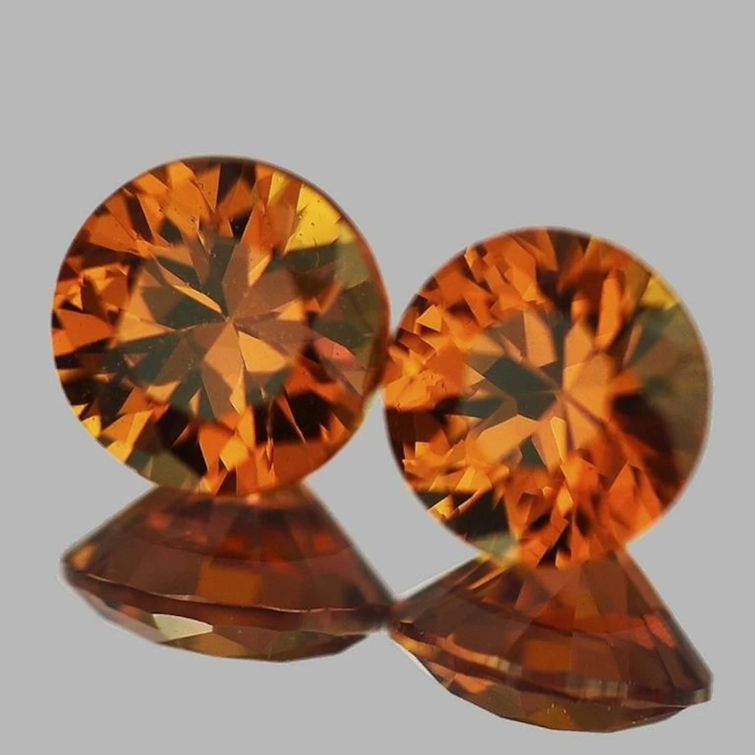 Natural Mandarin Orange Spessartite Garnet Pair{Fl