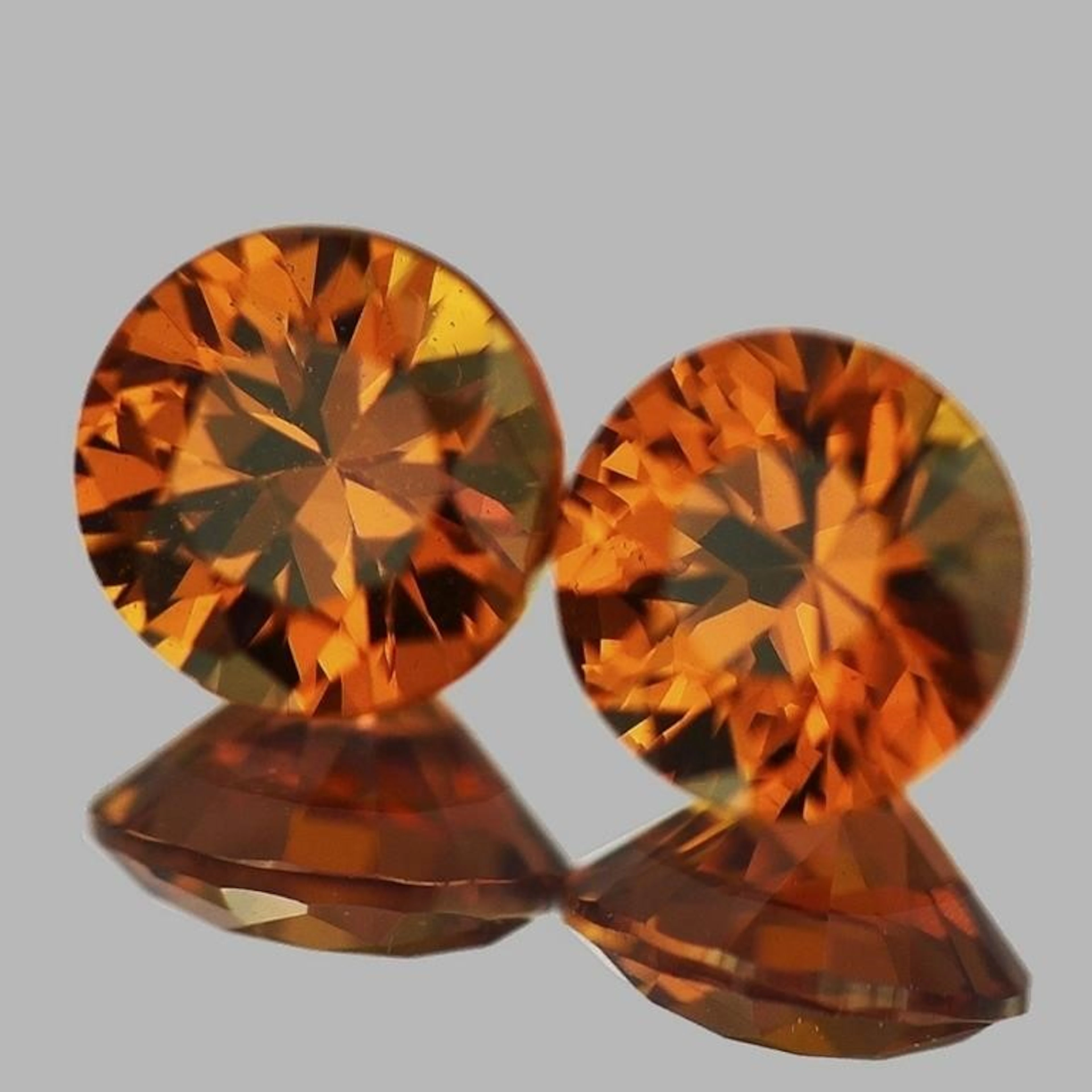 Natural Mandarin Orange Spessartite Garnet Pair{Fl