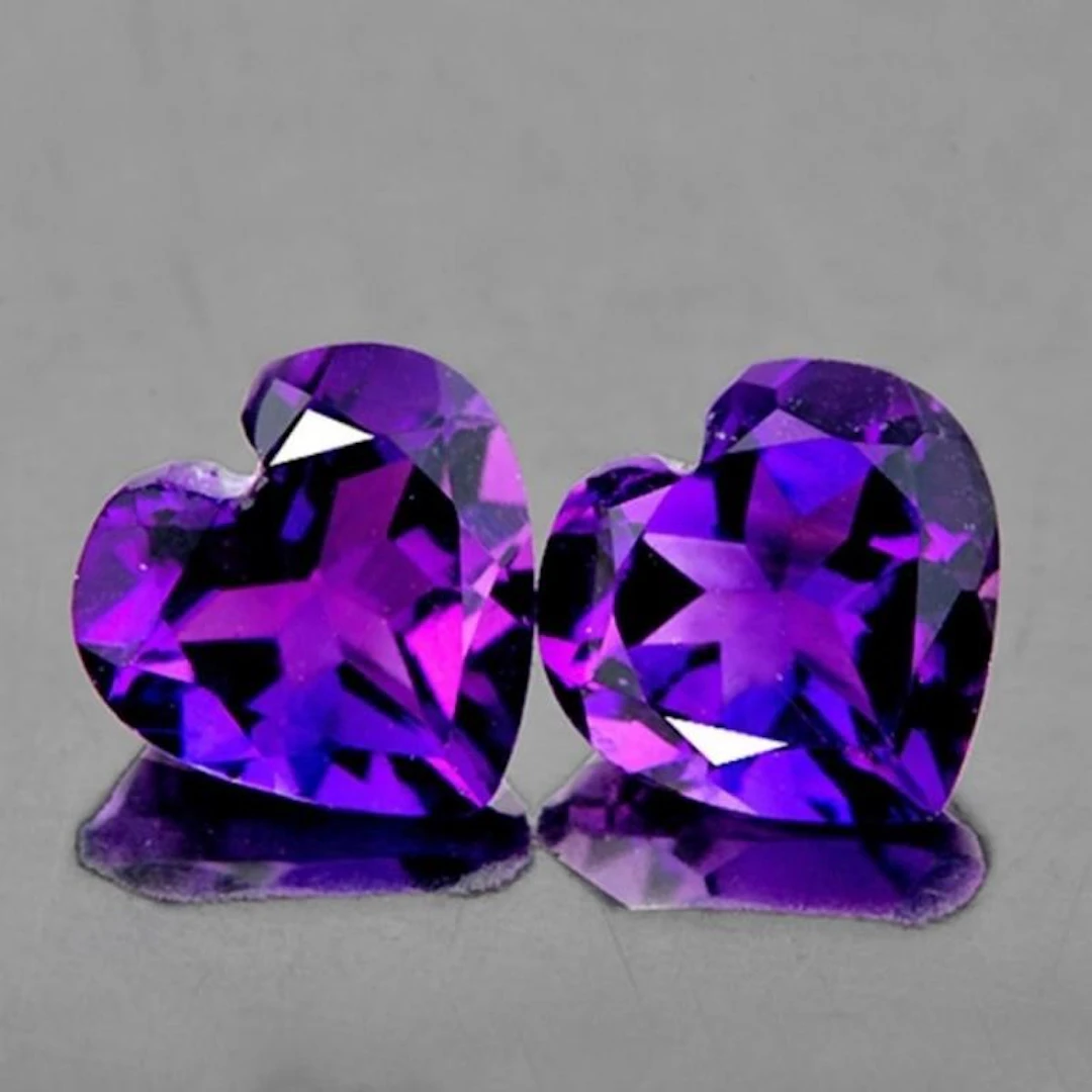 Natural Purple Amethyst Heart Pair [Flawless-VVS]