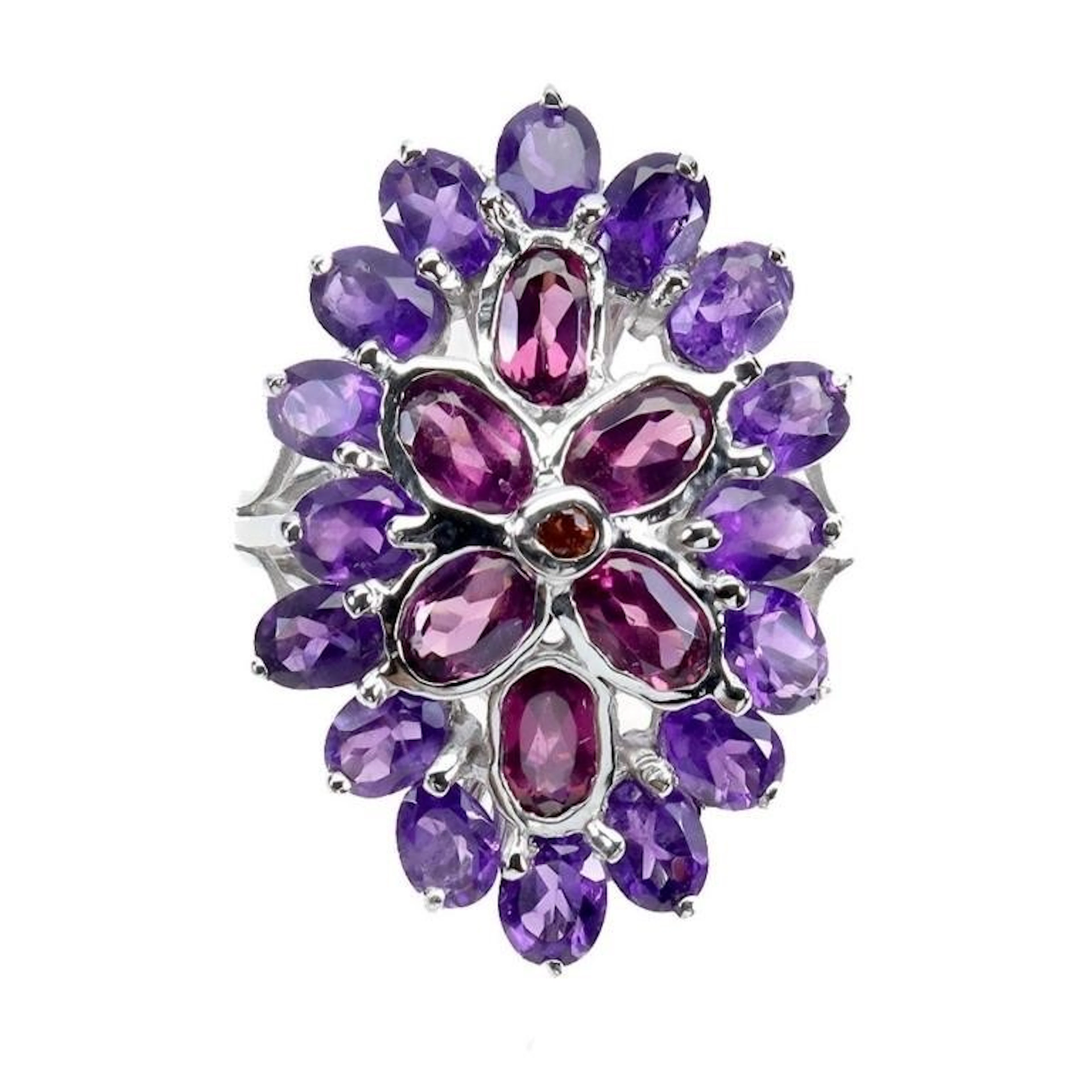 Natural Rhodolite Garnet & Amethyst Ring