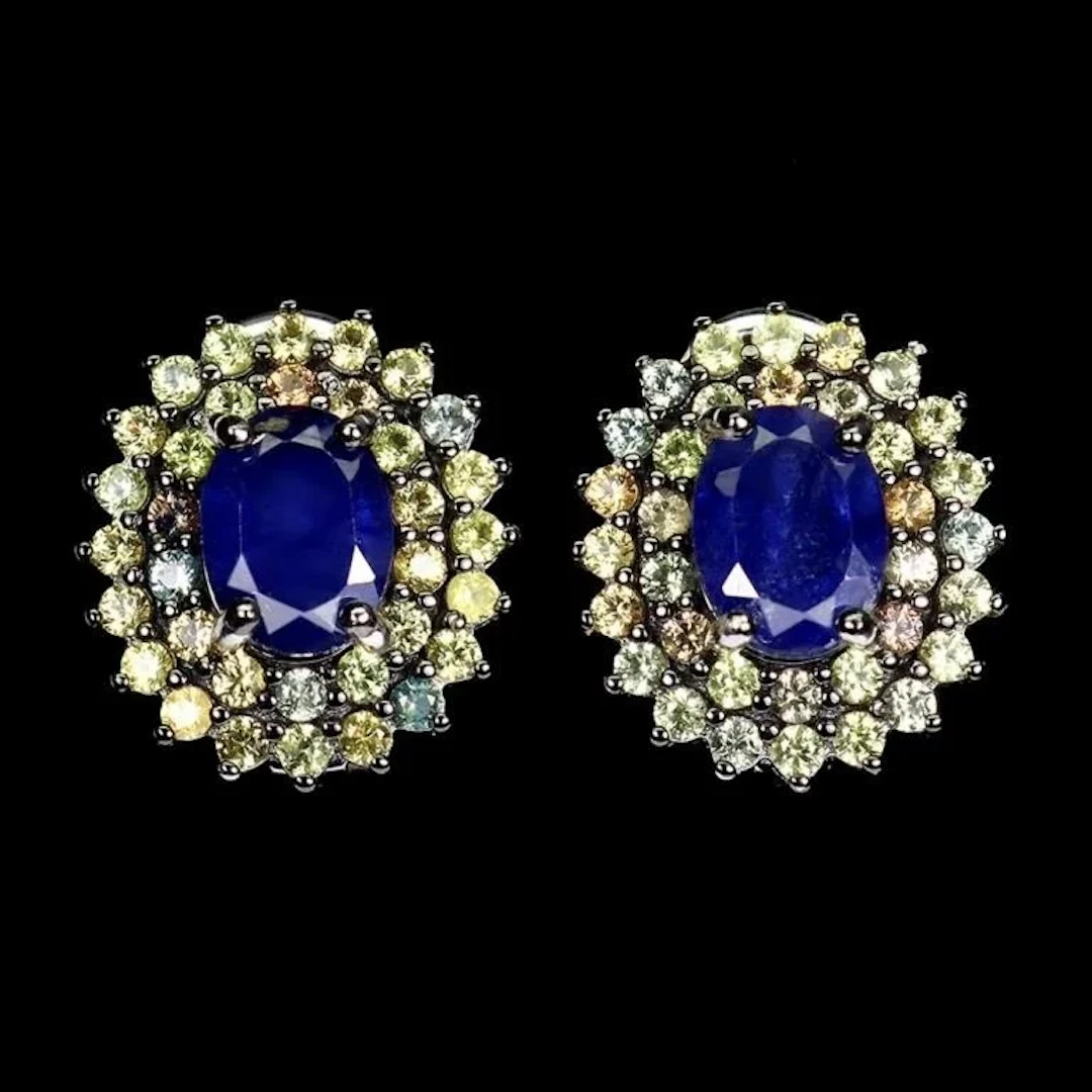 Natural Blue Sapphire Earrings