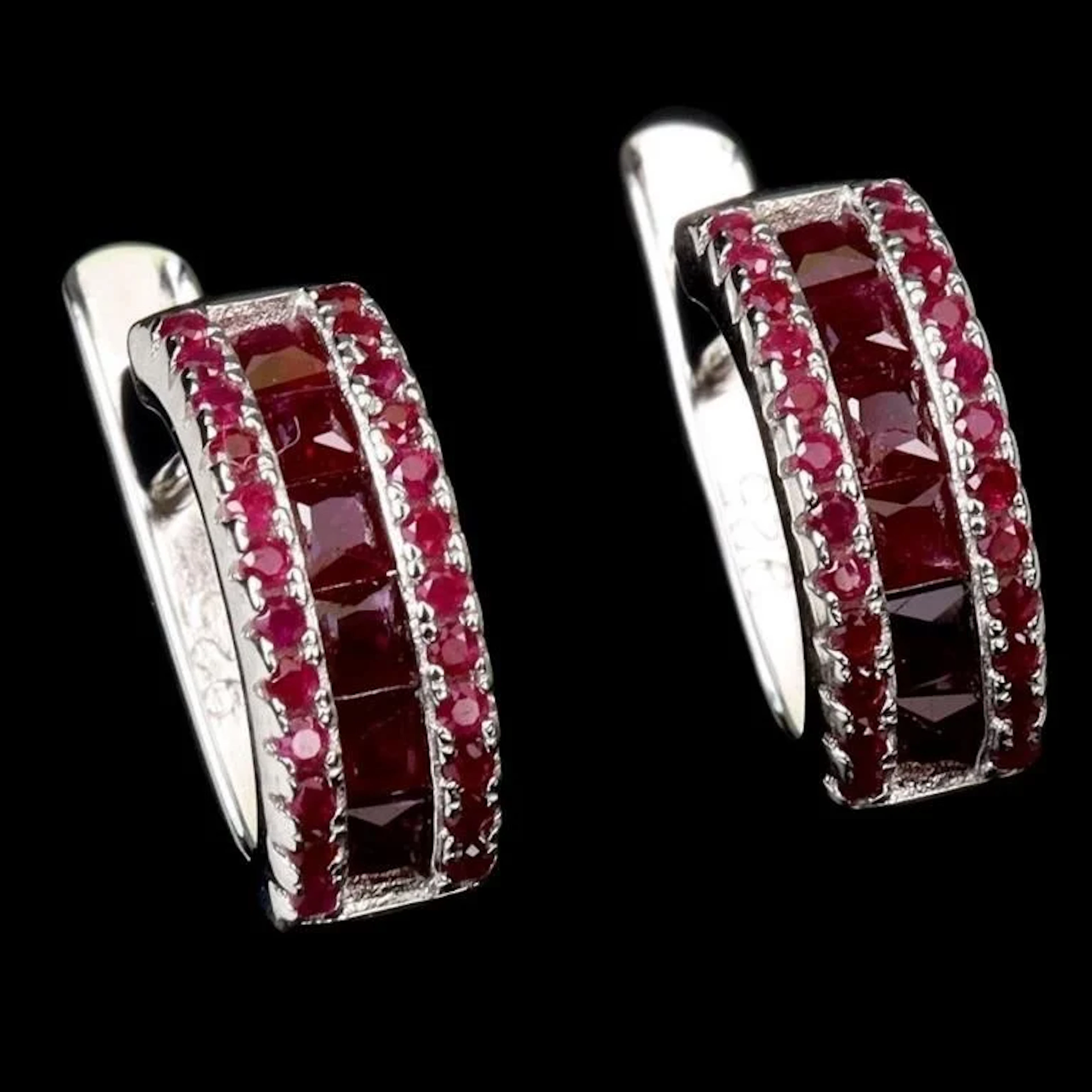 Natural Princess Burma Red Ruby Earrings