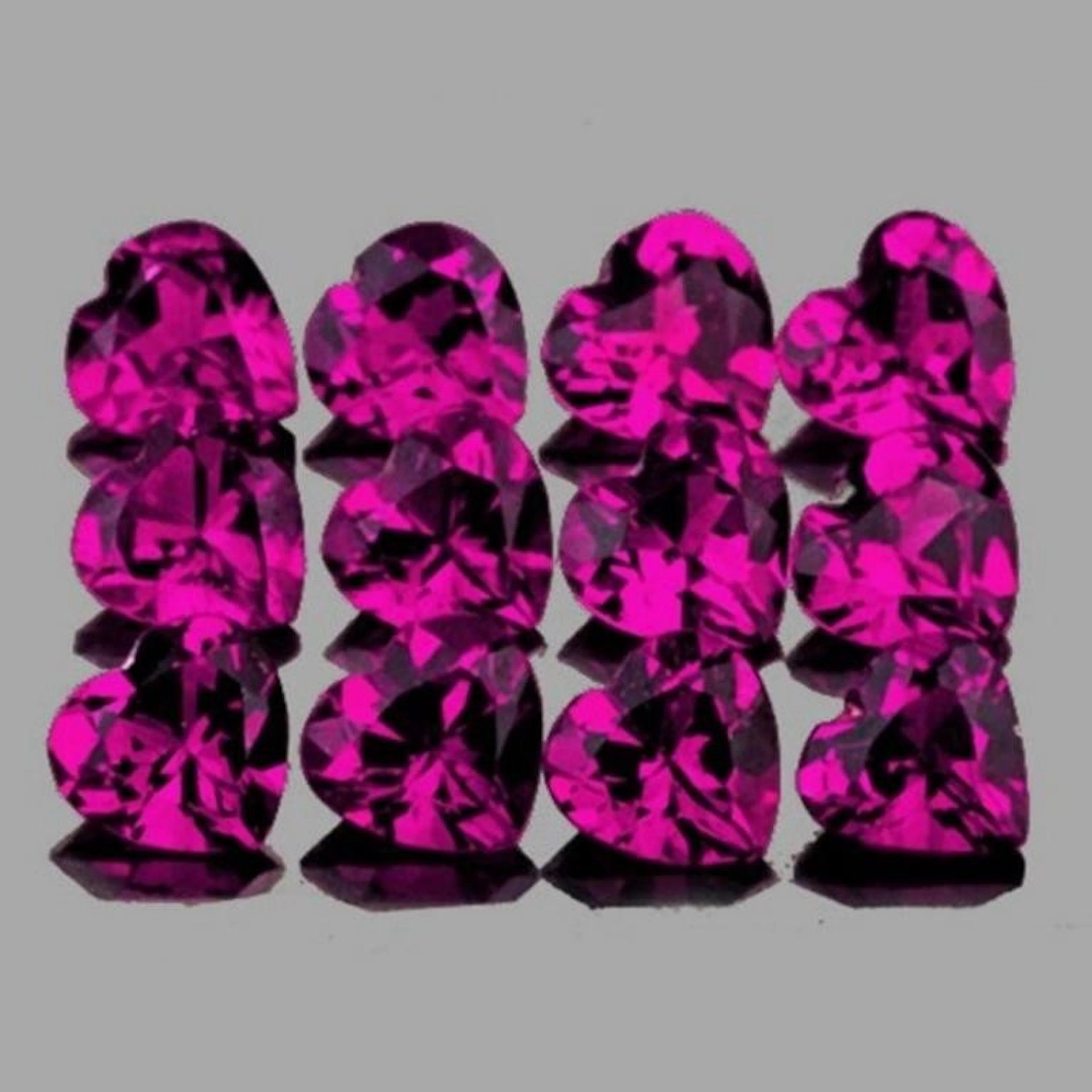 Natural Pinkish Purple Rhodolite Hearts [Flawless-