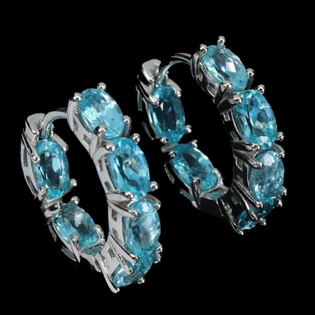 Natural Brazil Oval Apatite Earrings