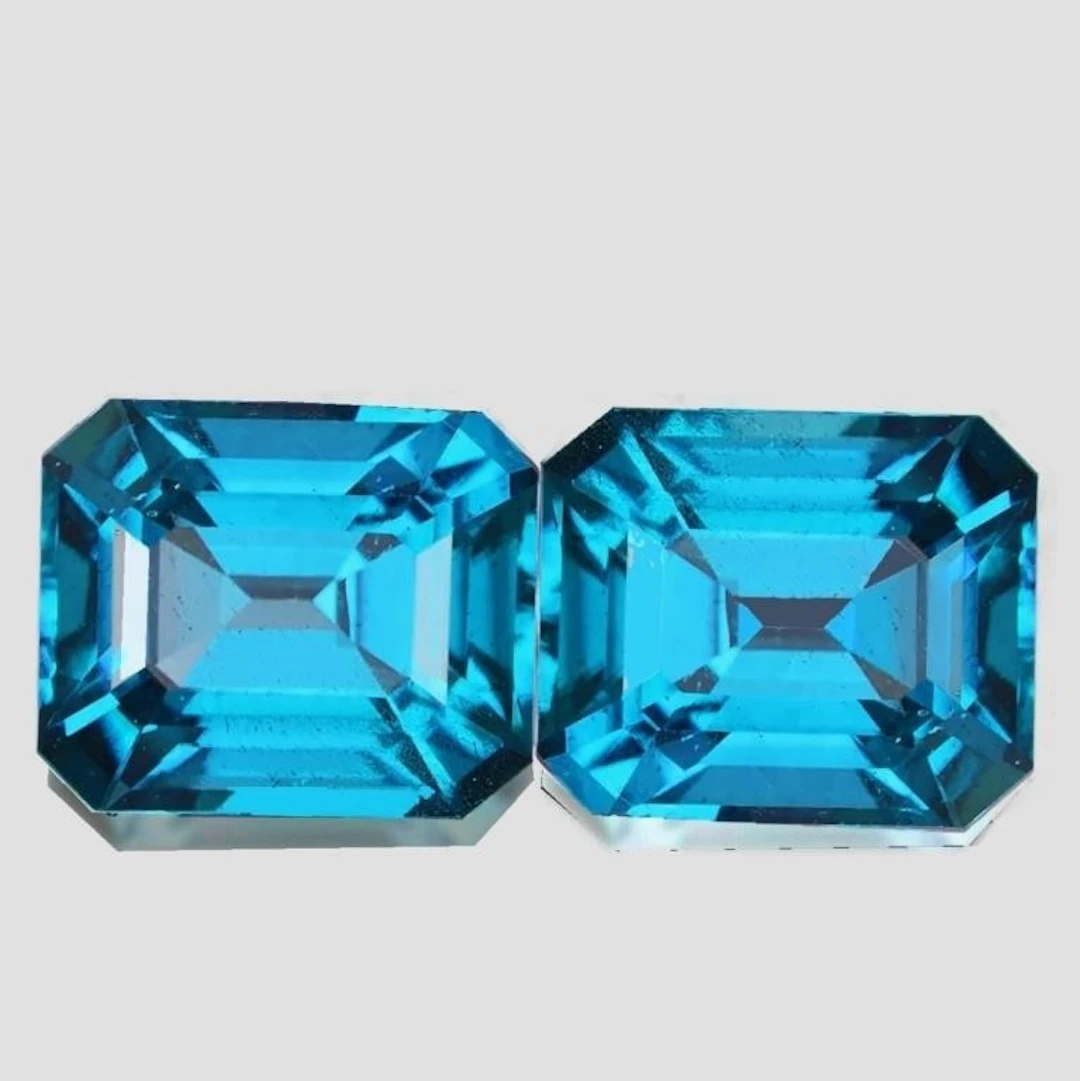 Natural Cambodian Blue Zircon Pair FL - VVS