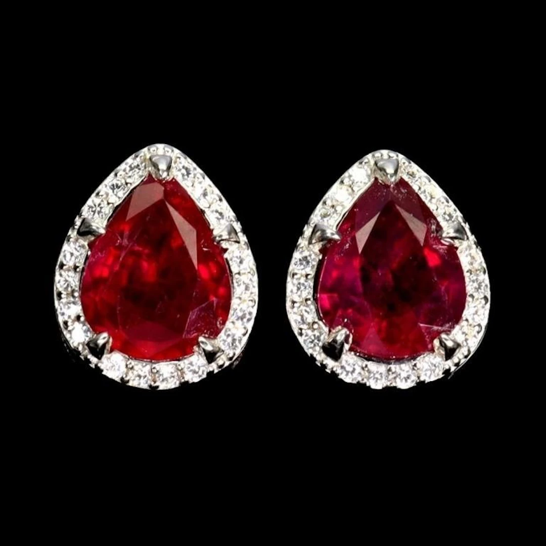 Natural Pigeon Blood Red Ruby EarRing