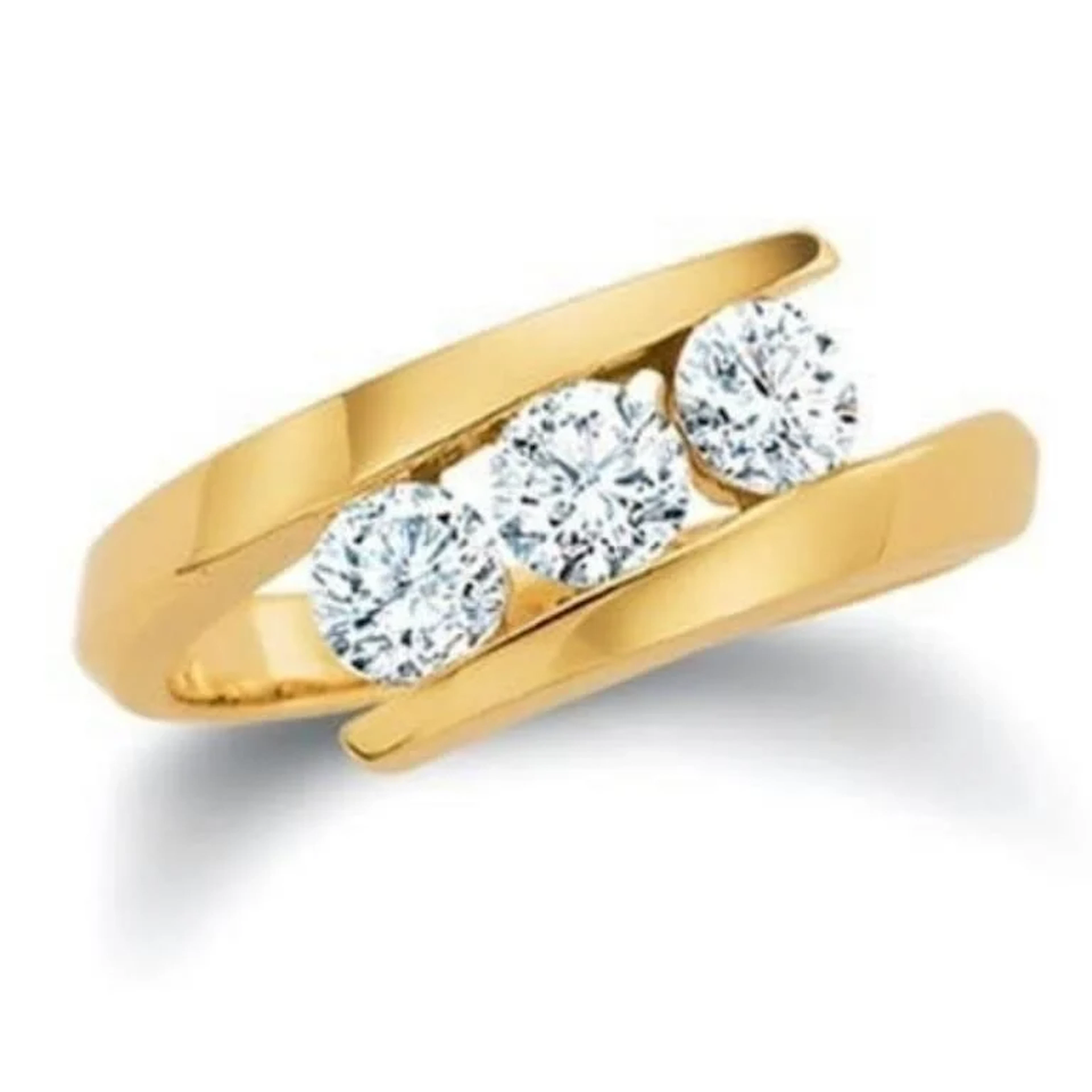 Gold & White Diamond 2.50 Cts Trinity Ring