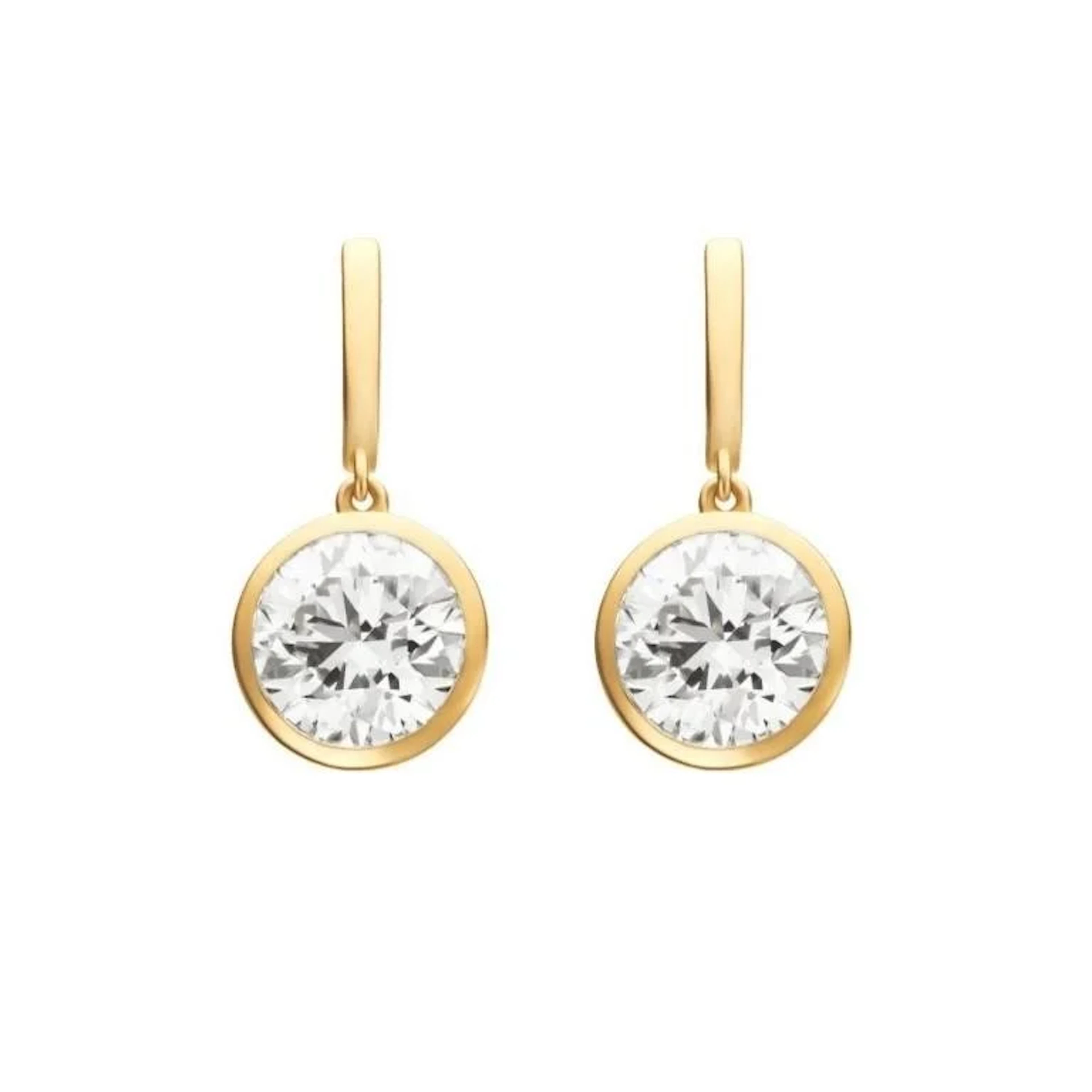 Gold & Round Diamond 4 Cts Drop Earrings