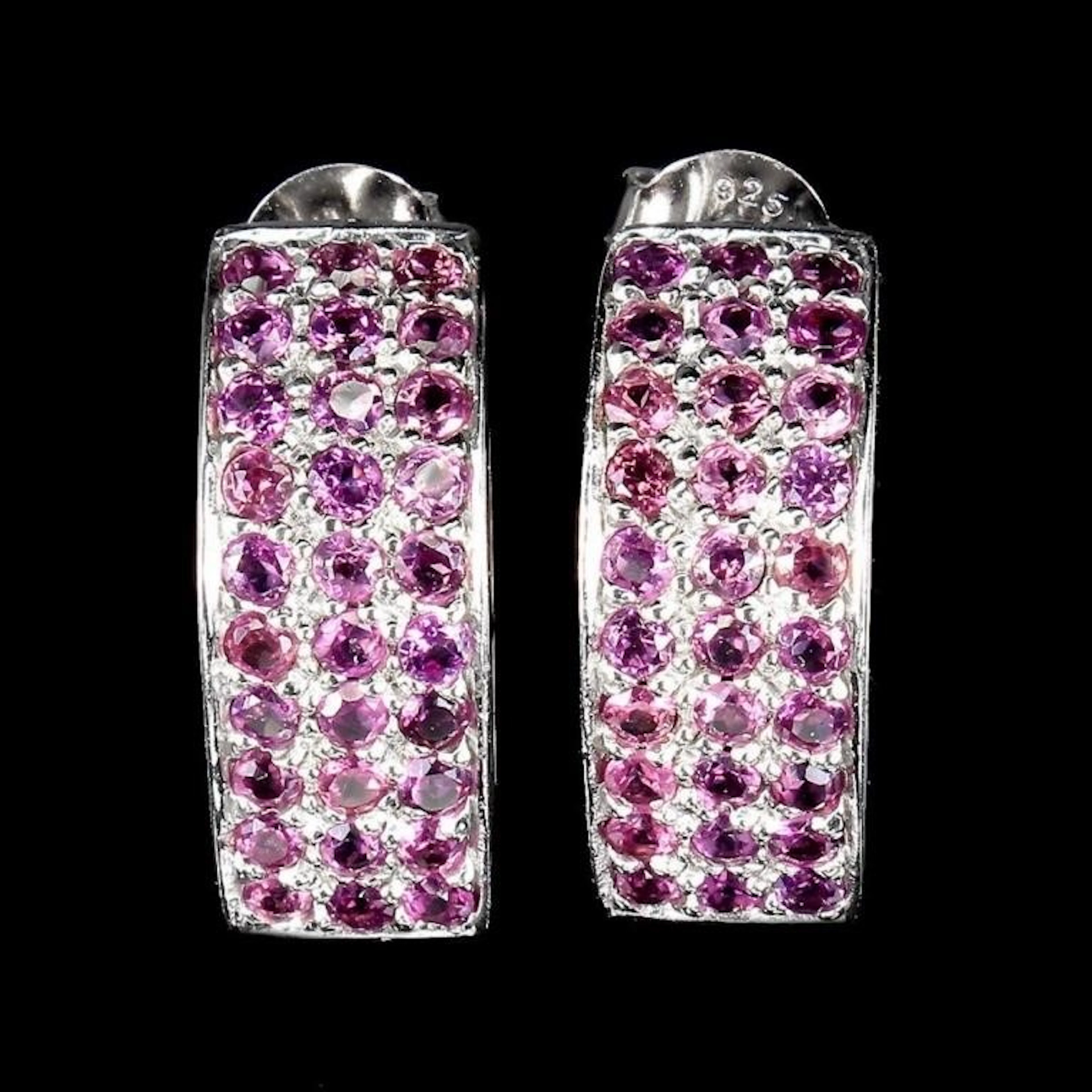 Natural Round Rhodolite Garnet Earrings